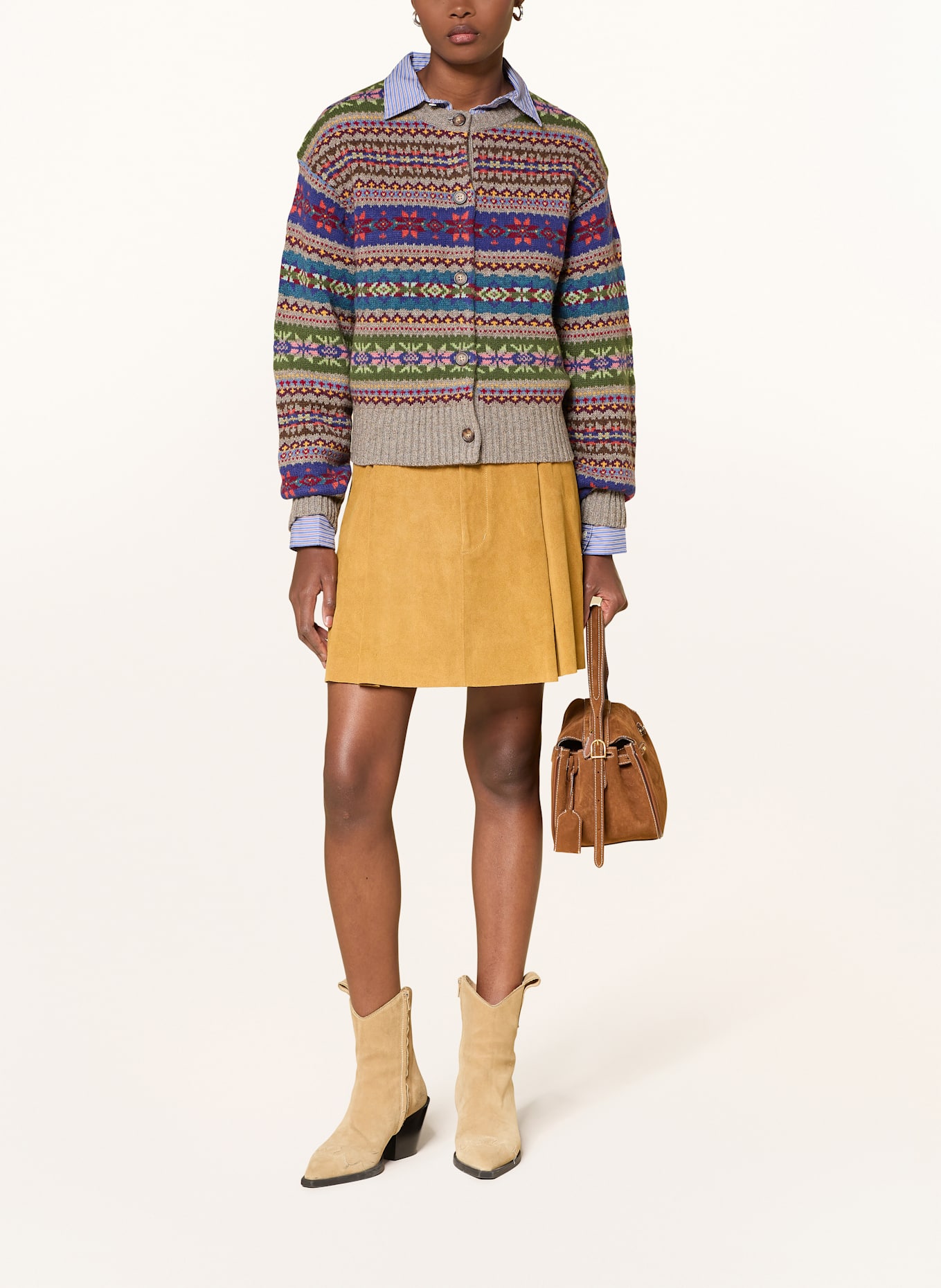 POLO RALPH LAUREN Pletený kardigan: ŠEDÁ / MODRÁ / ZELENÁ