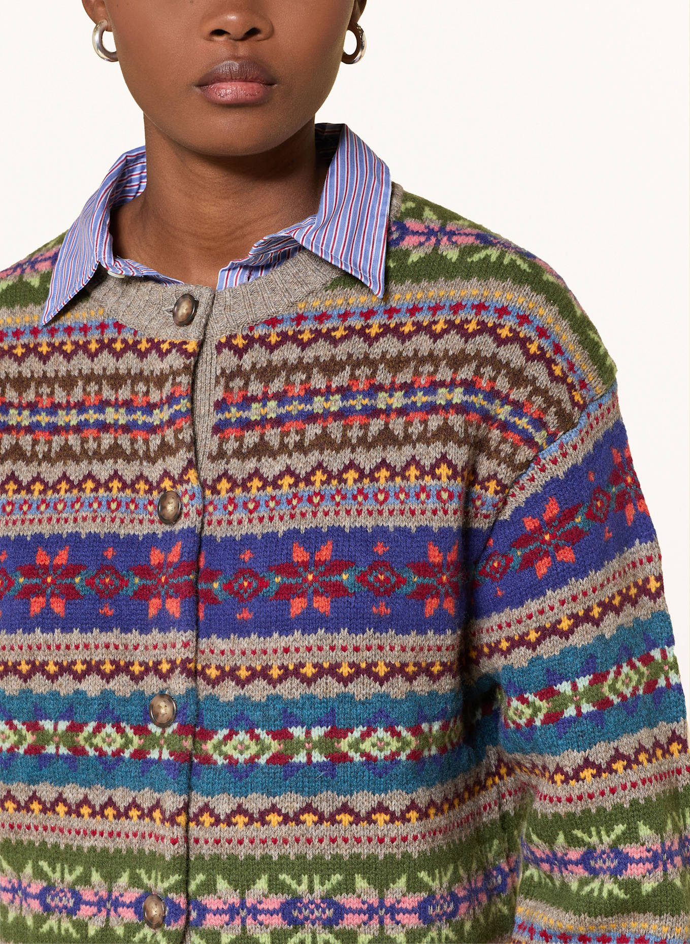 POLO RALPH LAUREN Pletený kardigan: ŠEDÁ / MODRÁ / ZELENÁ