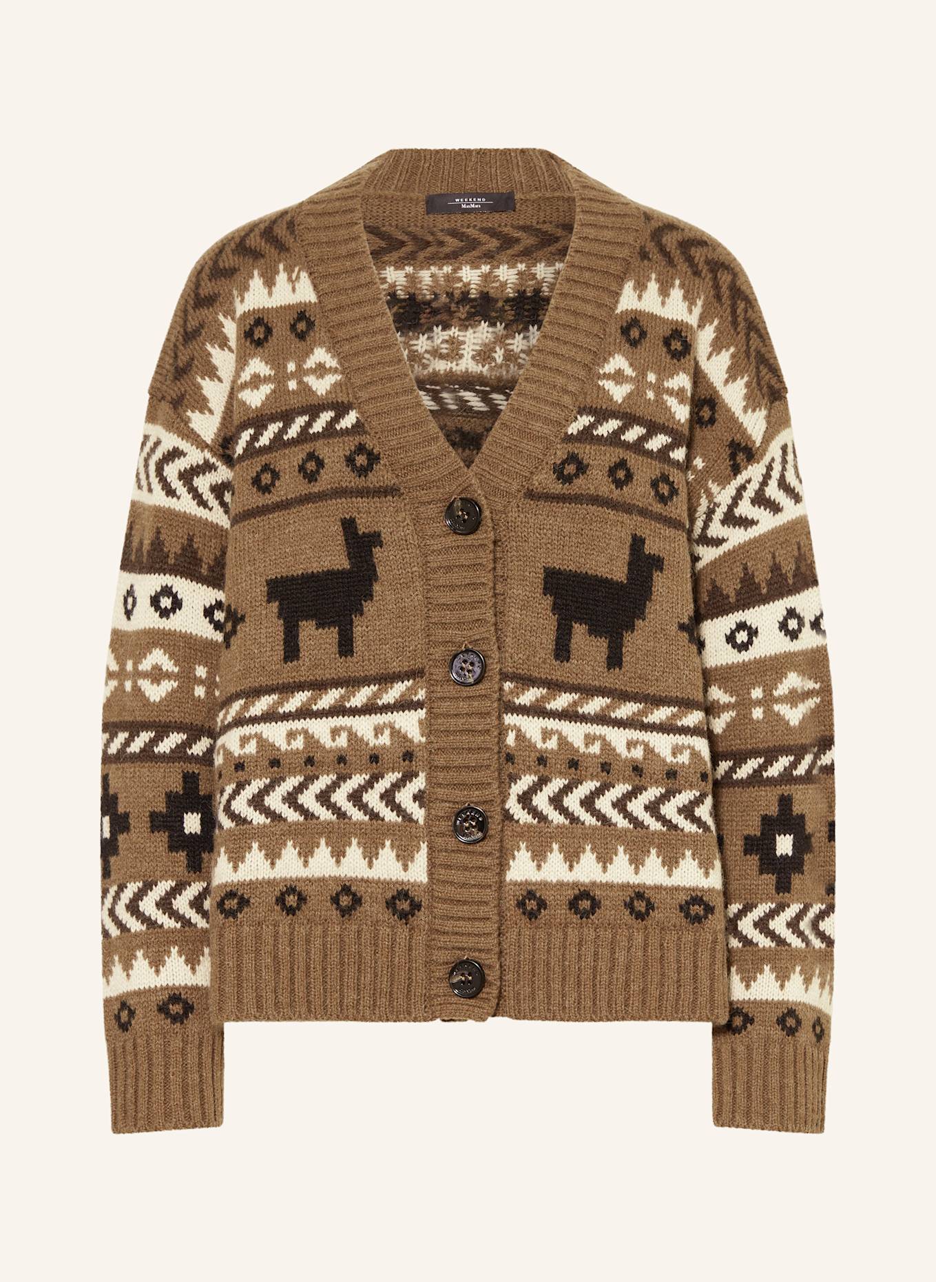 WEEKEND Max Mara Strickjacke OVATTA mit Alpaka: BRAUN / SCHWARZ / WEISS