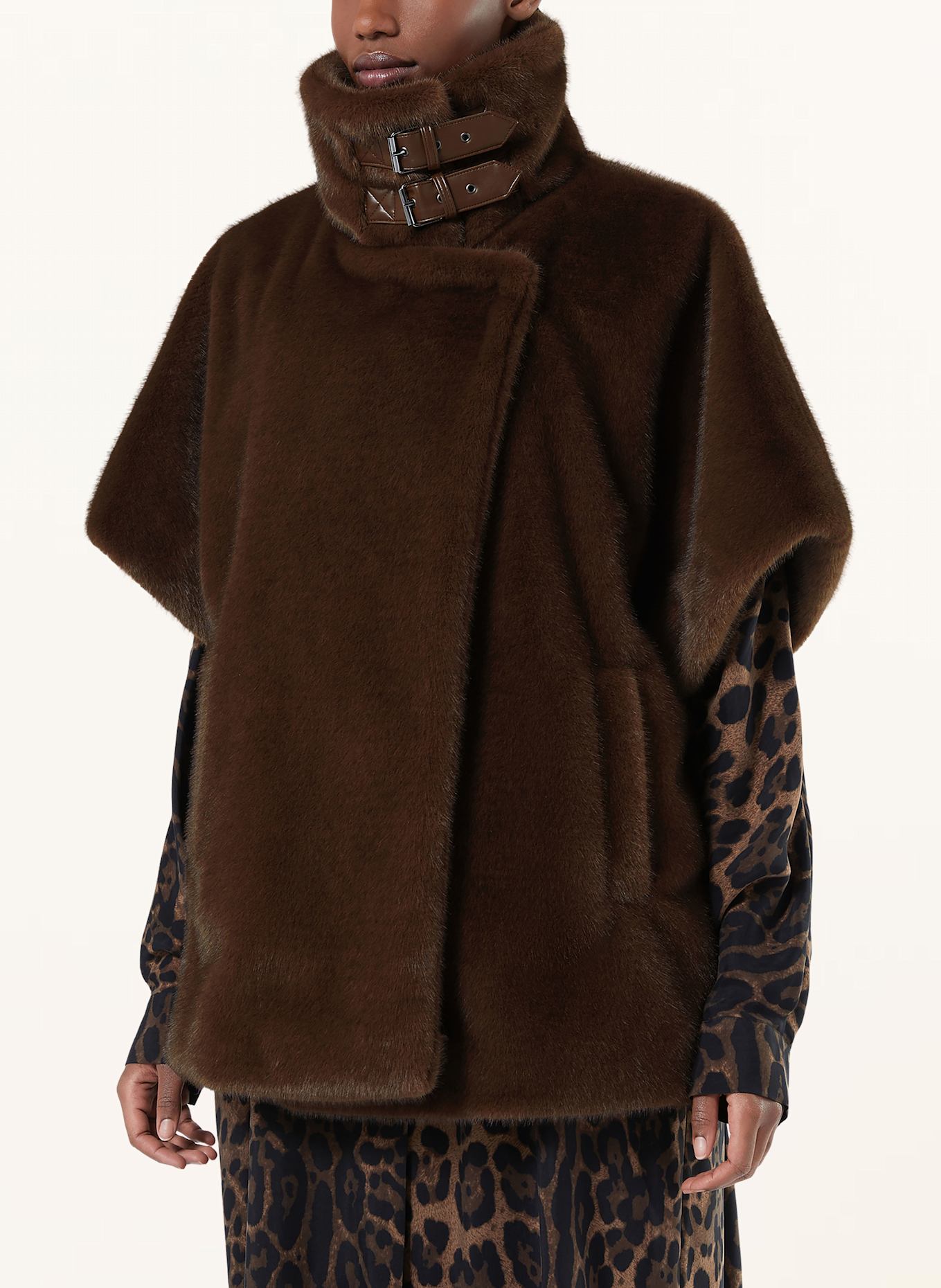 MARINA RINALDI Cape en fausse fourrure ZENIT: MARRON