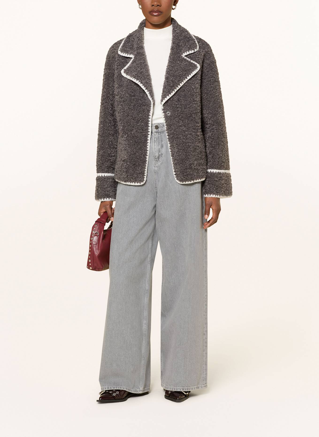 MRS & HUGS Teddyfell-Jacke: DUNKELGRAU