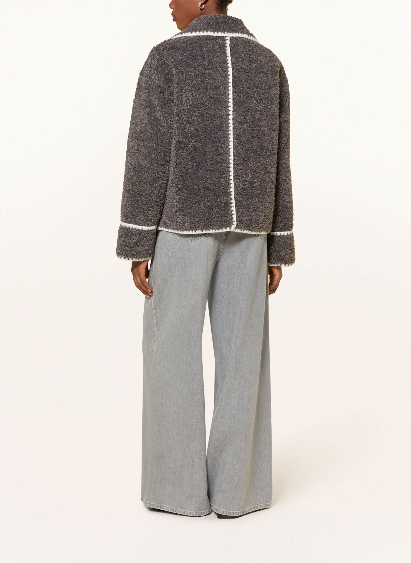 MRS & HUGS Teddyfell-Jacke: DUNKELGRAU