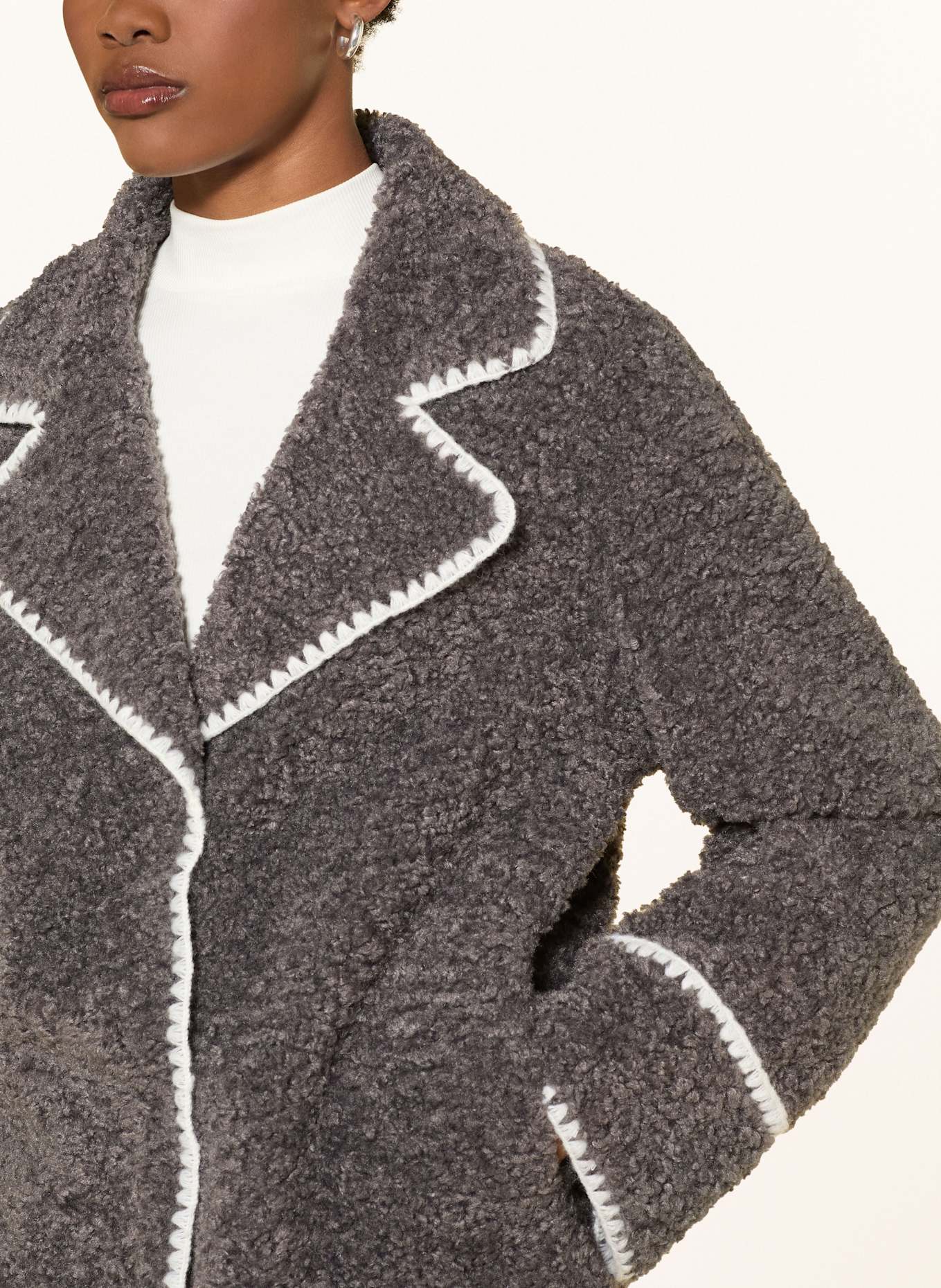 MRS & HUGS Teddyfell-Jacke: DUNKELGRAU