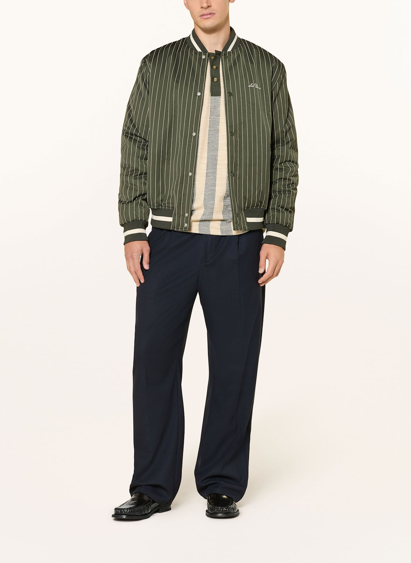 LES DEUX Blouson VARSITY: DUNKELGRÜN / WEISS