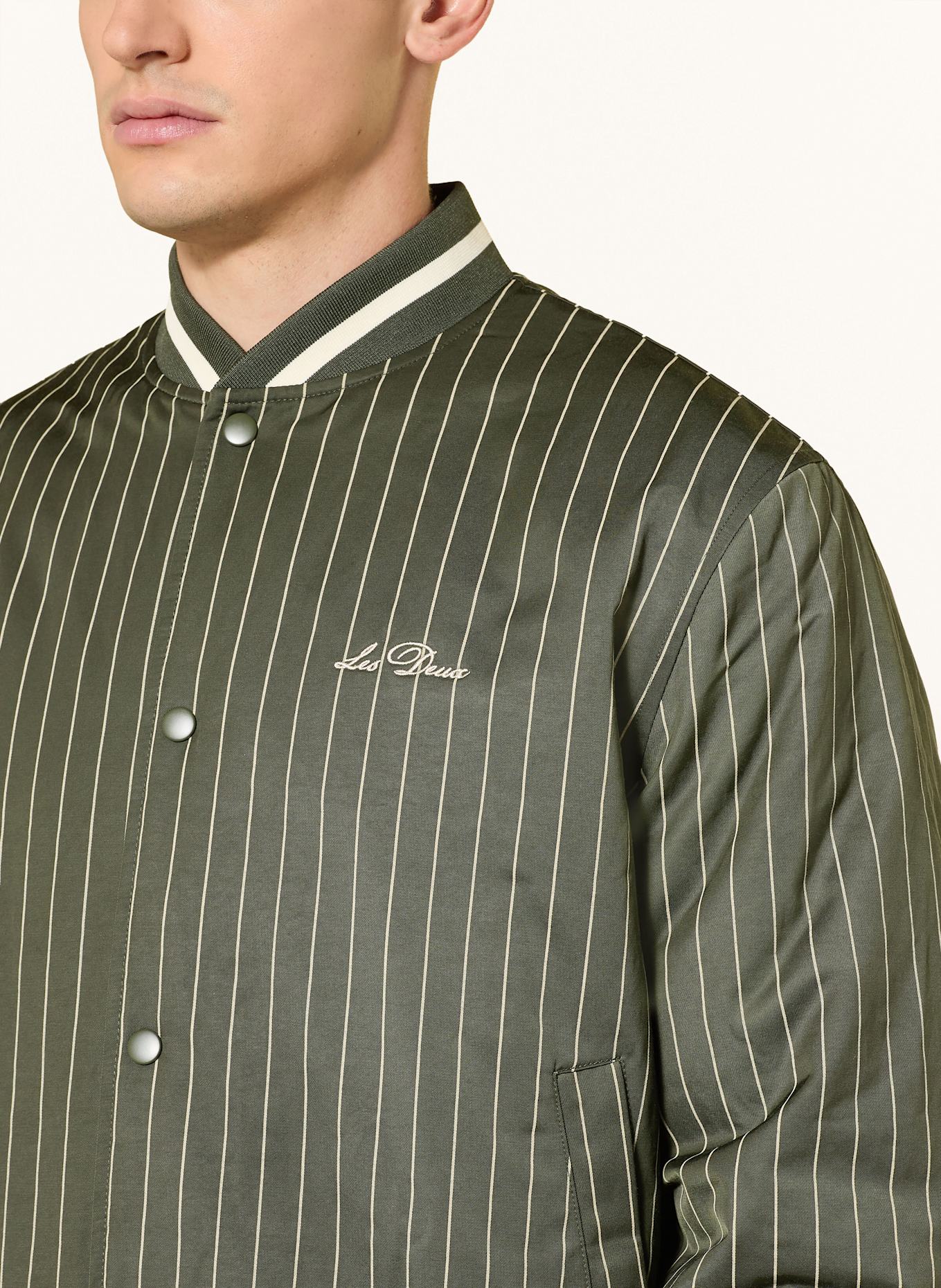 LES DEUX Blouson VARSITY: DUNKELGRÜN / WEISS