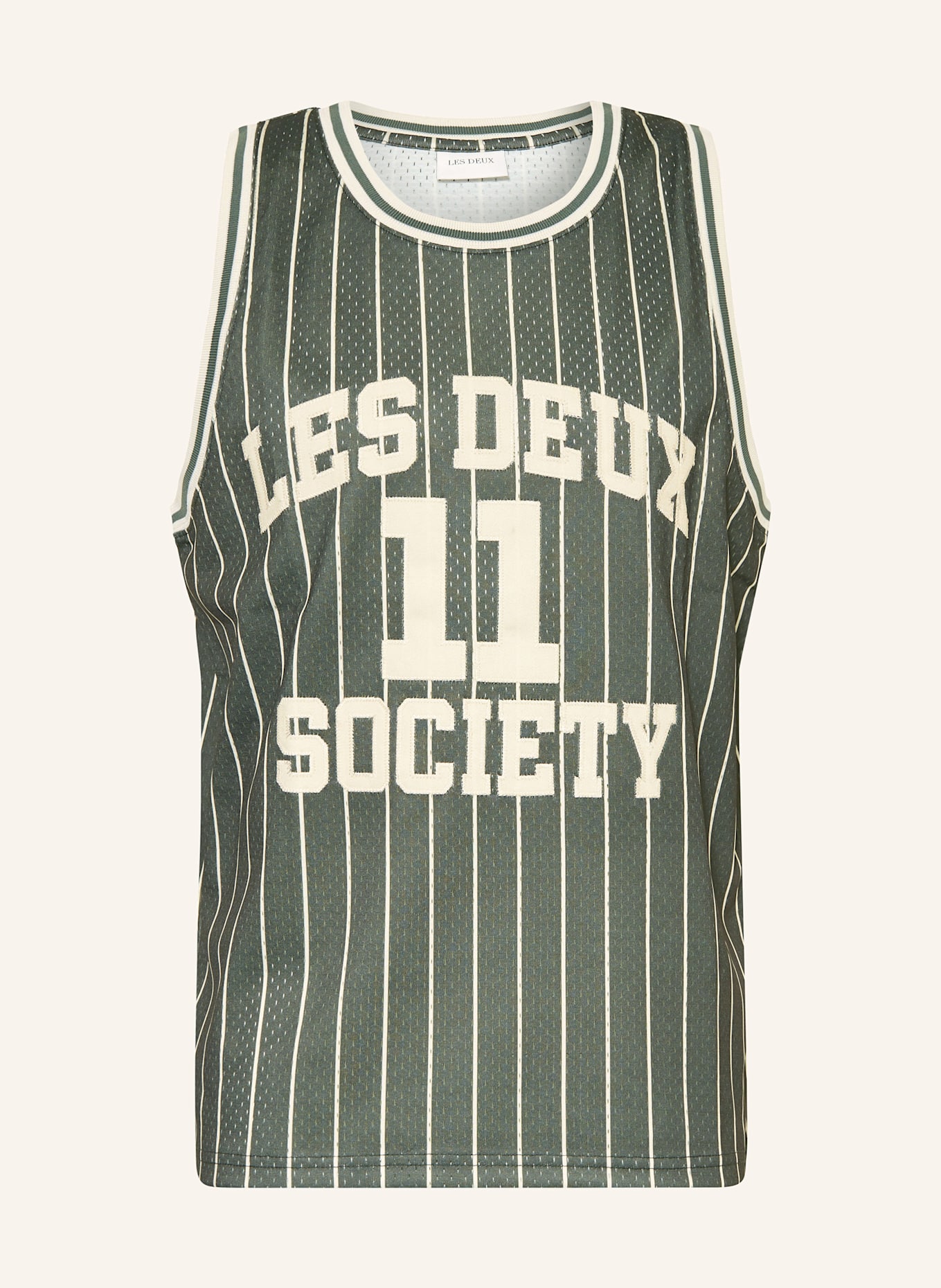 LES DEUX Mesh-Top SILAS: DUNKELGRÜN / WEISS