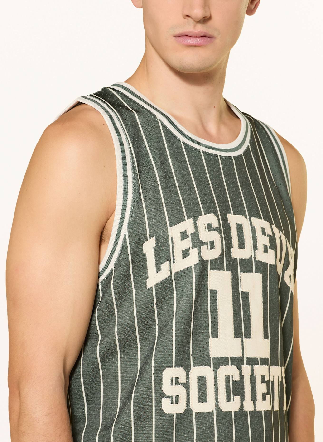 LES DEUX Mesh-Top SILAS: DUNKELGRÜN / WEISS