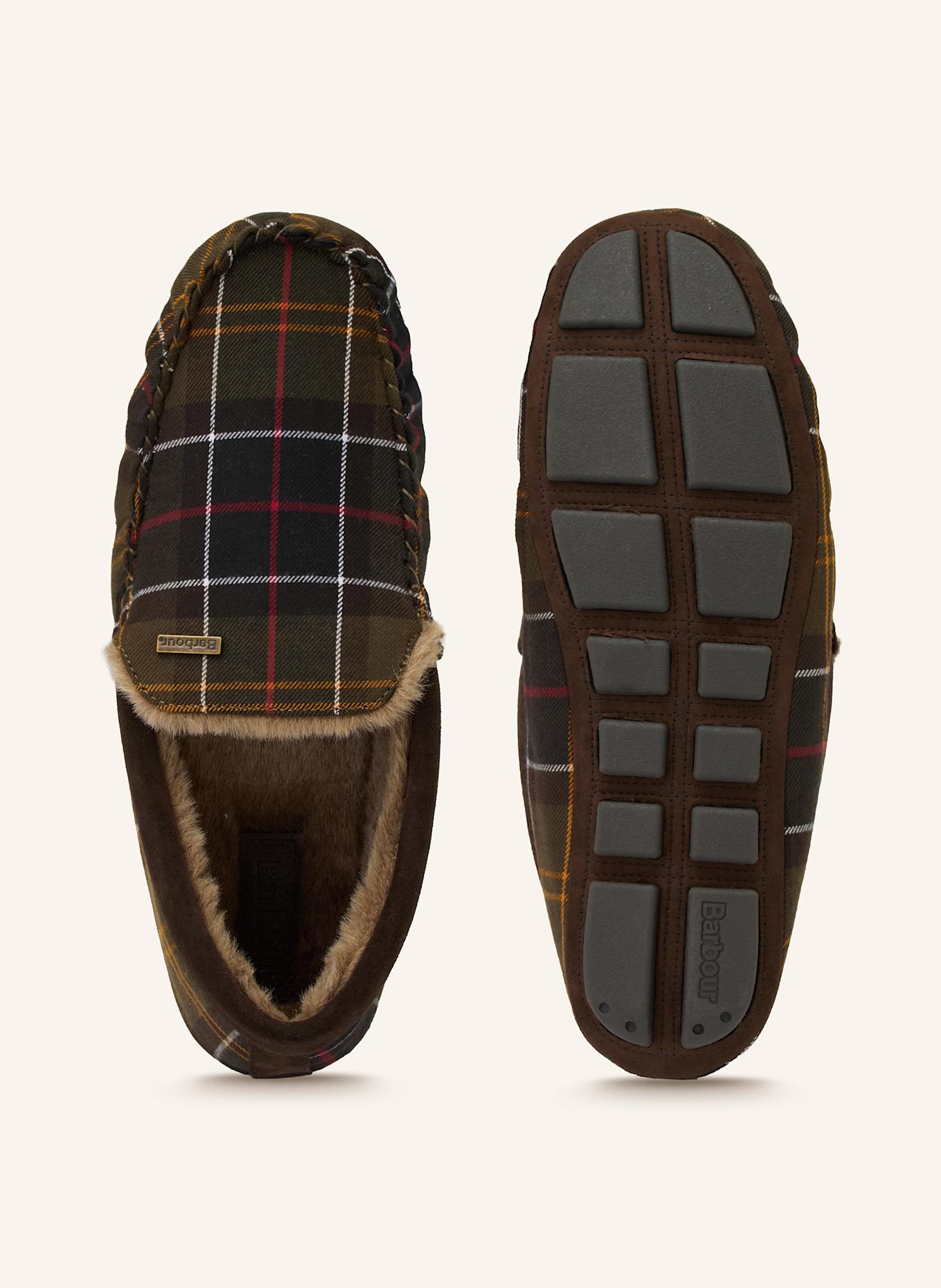 Barbour Hausschuhe: DUNKELGRÜN / KHAKI / ROT