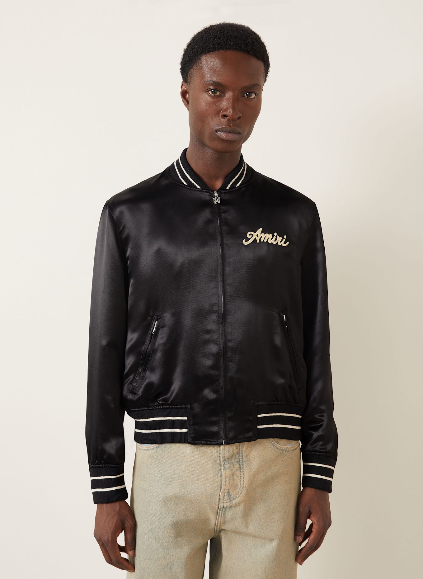 AMIRI Blouson CLUB AMIRI aus Satin: SCHWARZ