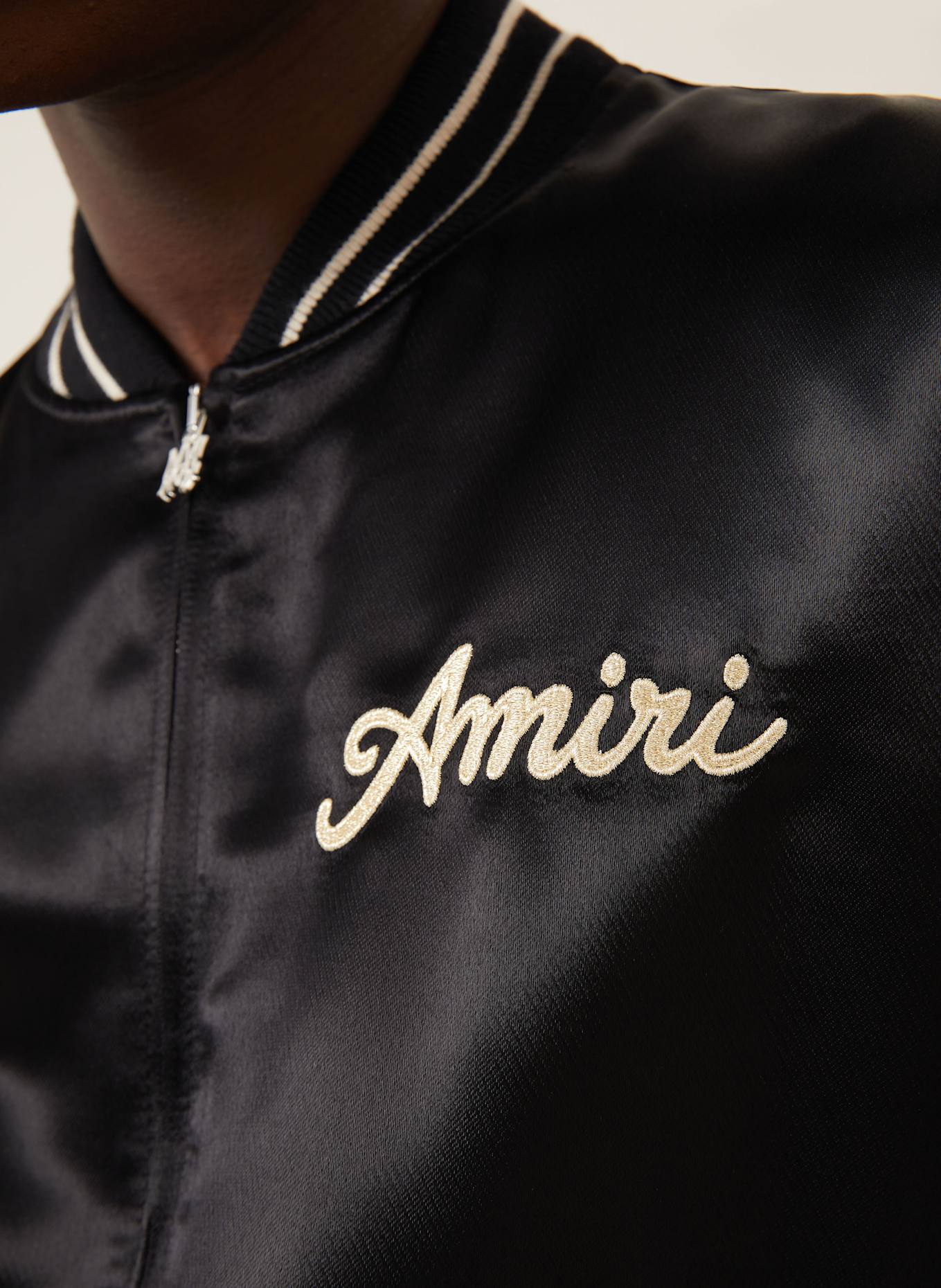 ジャケット・アウター AMIRI SATIN FLAMES SOUVENIR JACKET-BLACK AMIRI CLUB AMIRI bomber jacket in satin in black