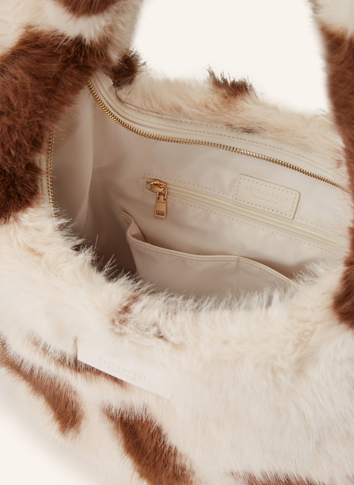 SEIDENFELT Pouch bag LEJE: ECRU / BROWN