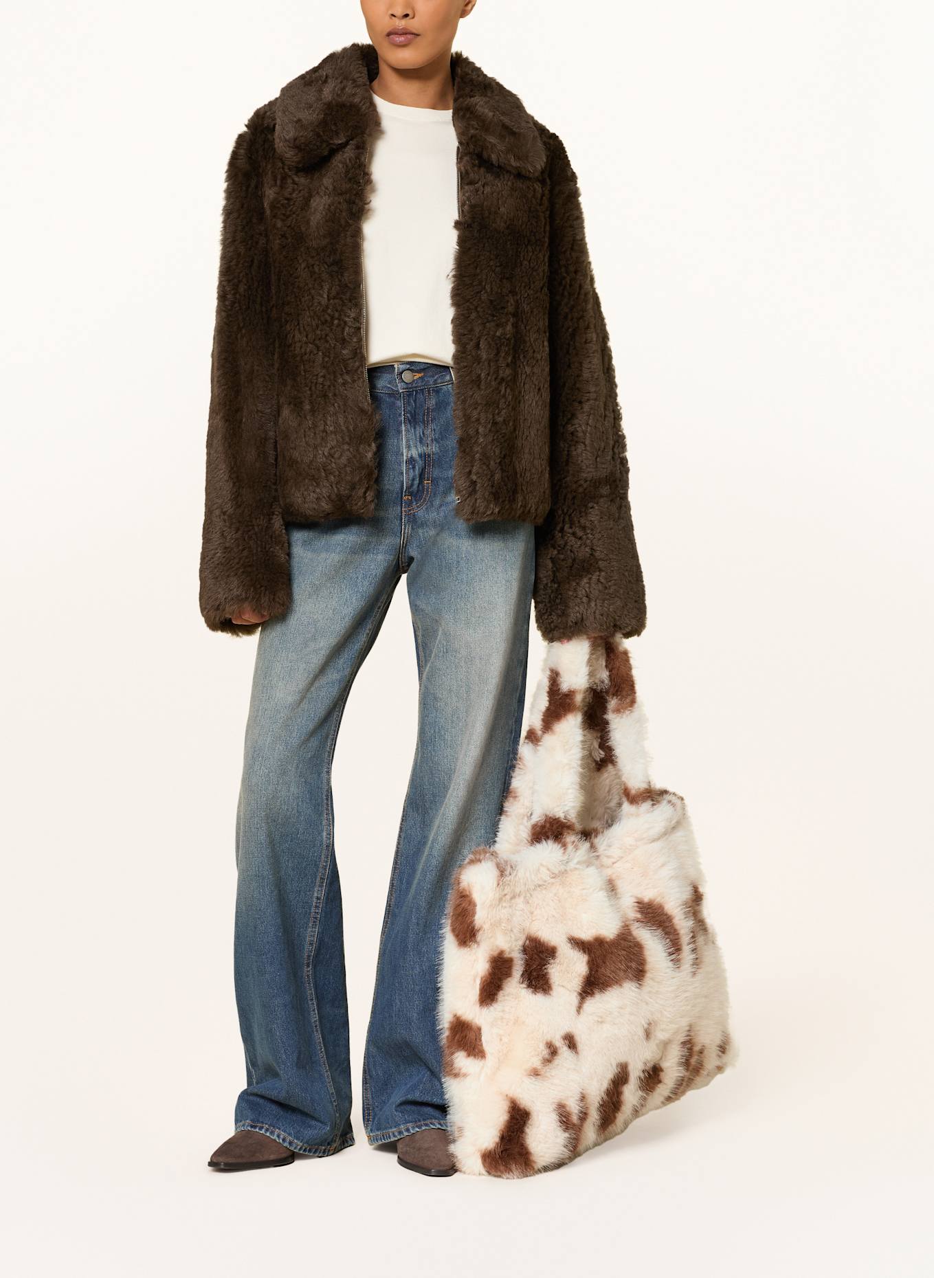 SEIDENFELT Shopper NORRLIDA: CREME / BRAUN