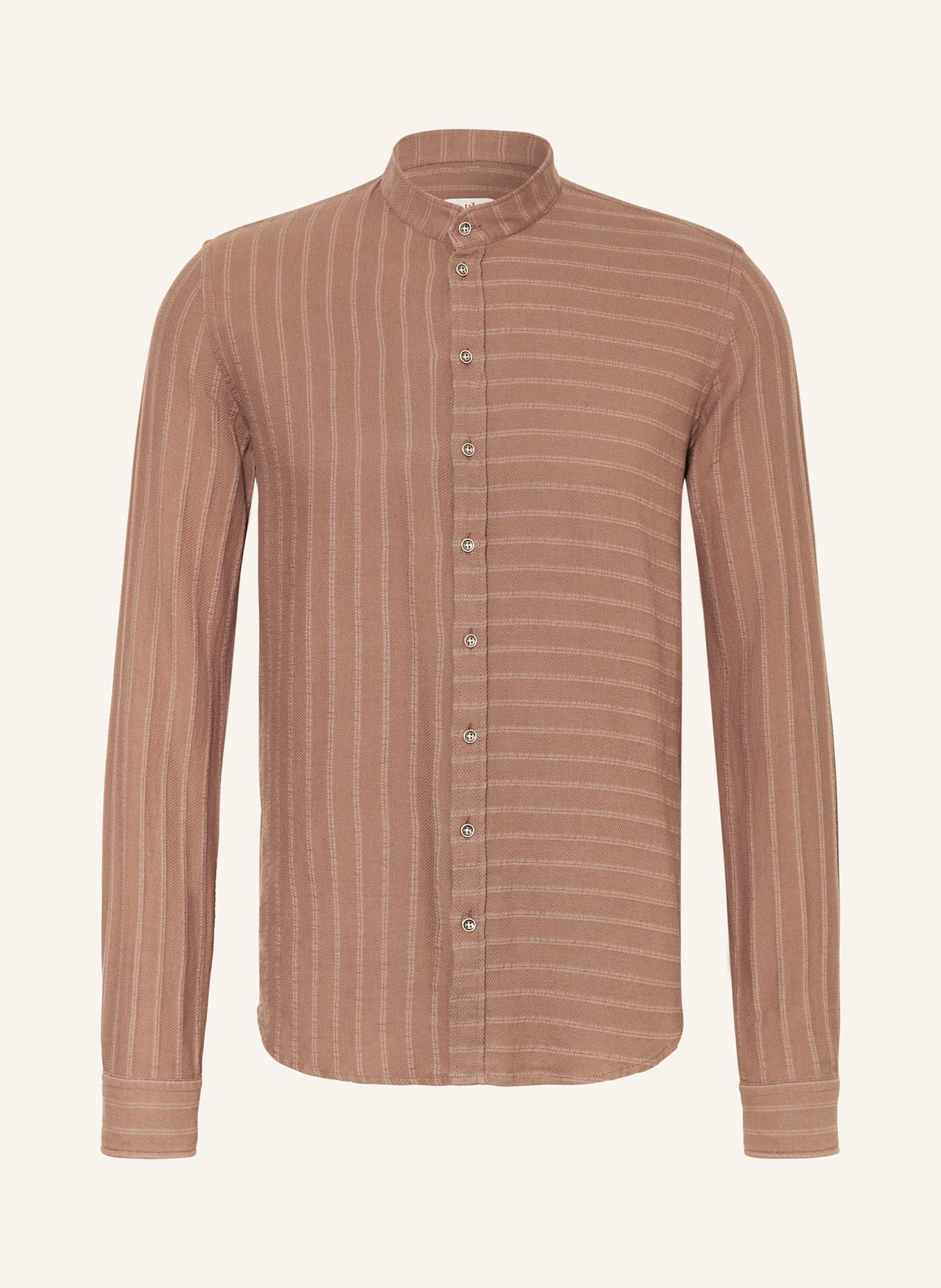 Q1 Manufaktur Hemd Extra Slim Fit mit Stehkragen: BRAUN