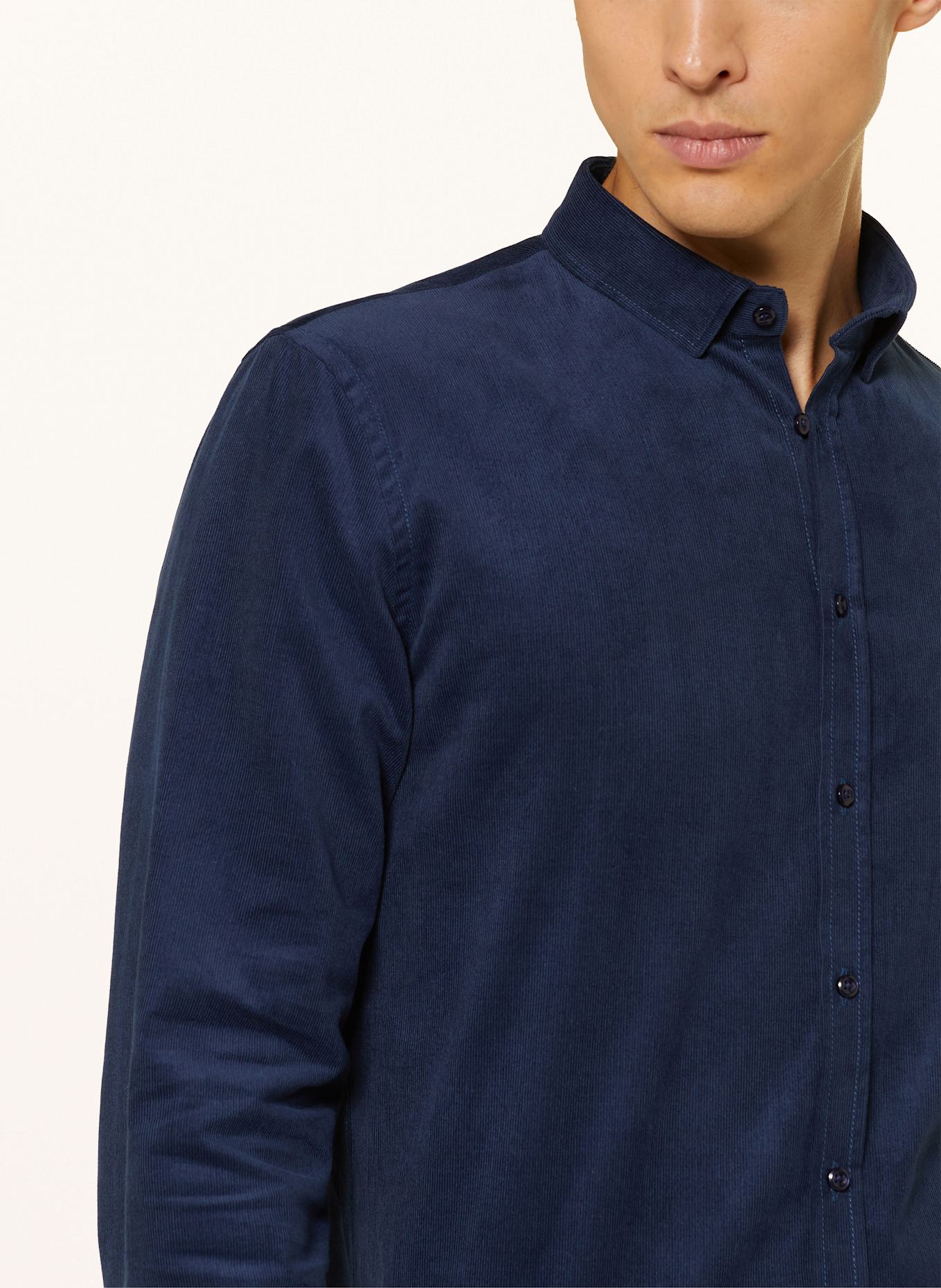 Q1 Manufaktur Cordhemd Extra Slim Fit: DUNKELBLAU