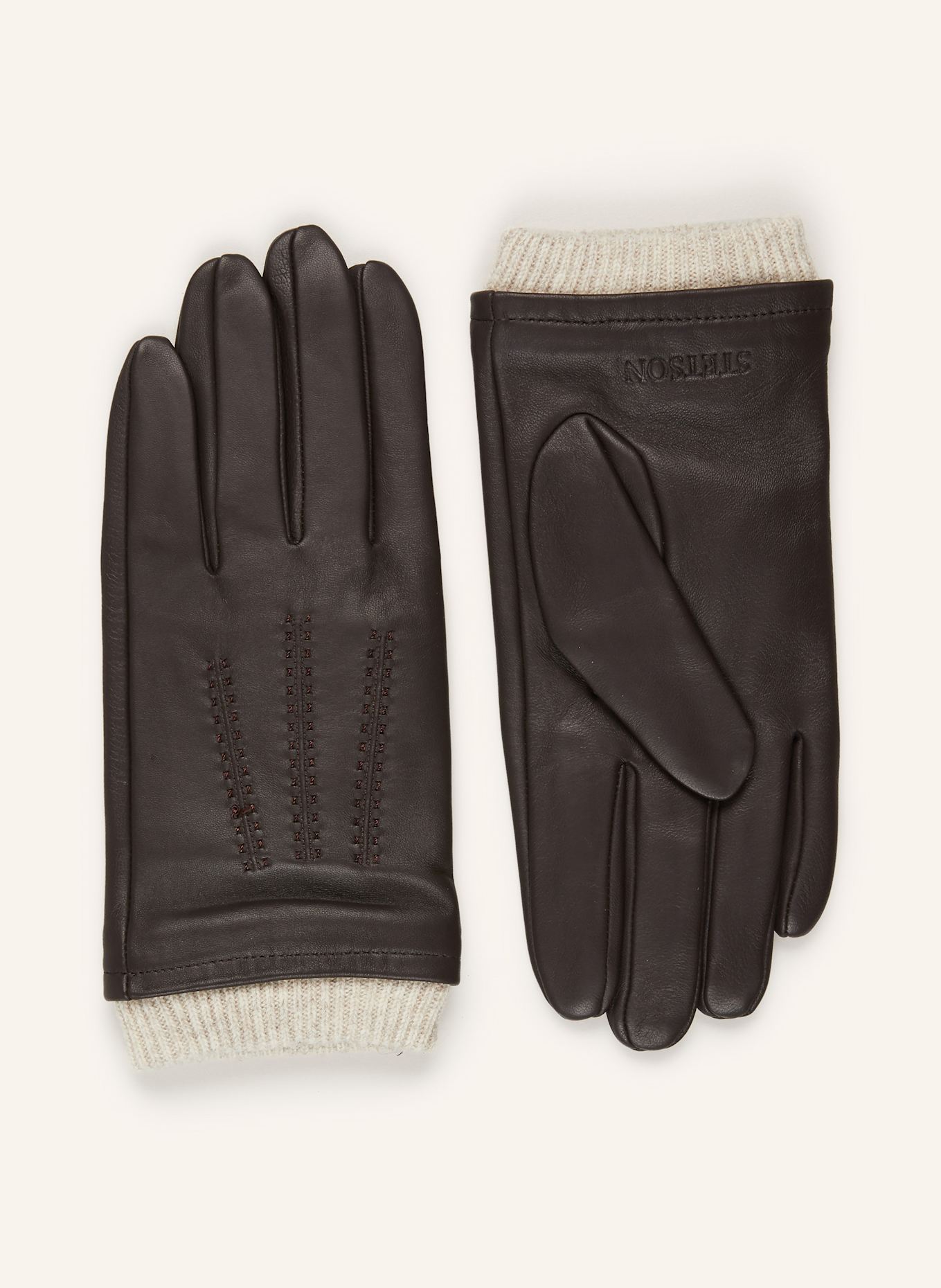 STETSON Lederhandschuhe: DUNKELBRAUN