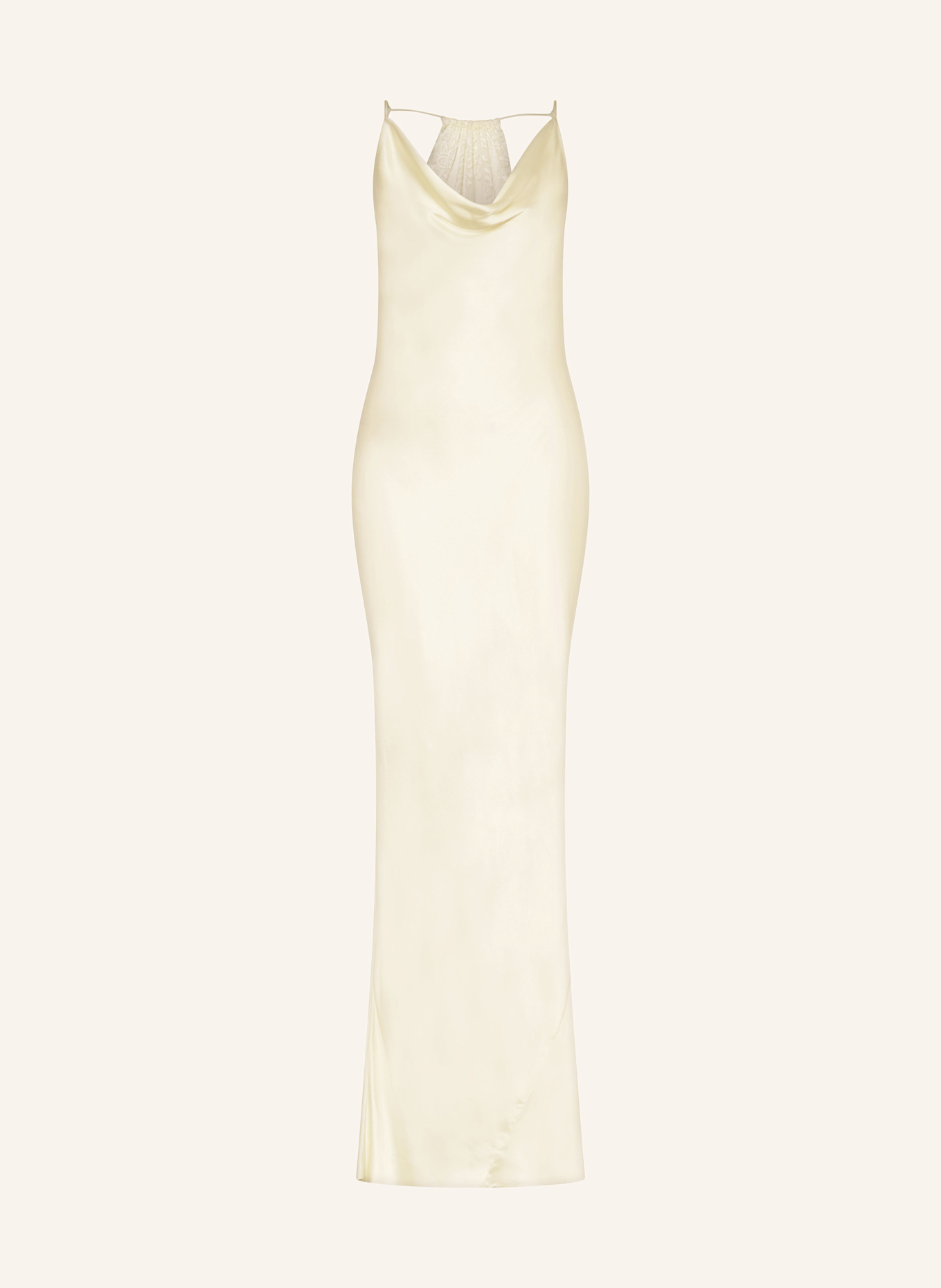 ROTATE Seidenkleid mit Spitze: CREME