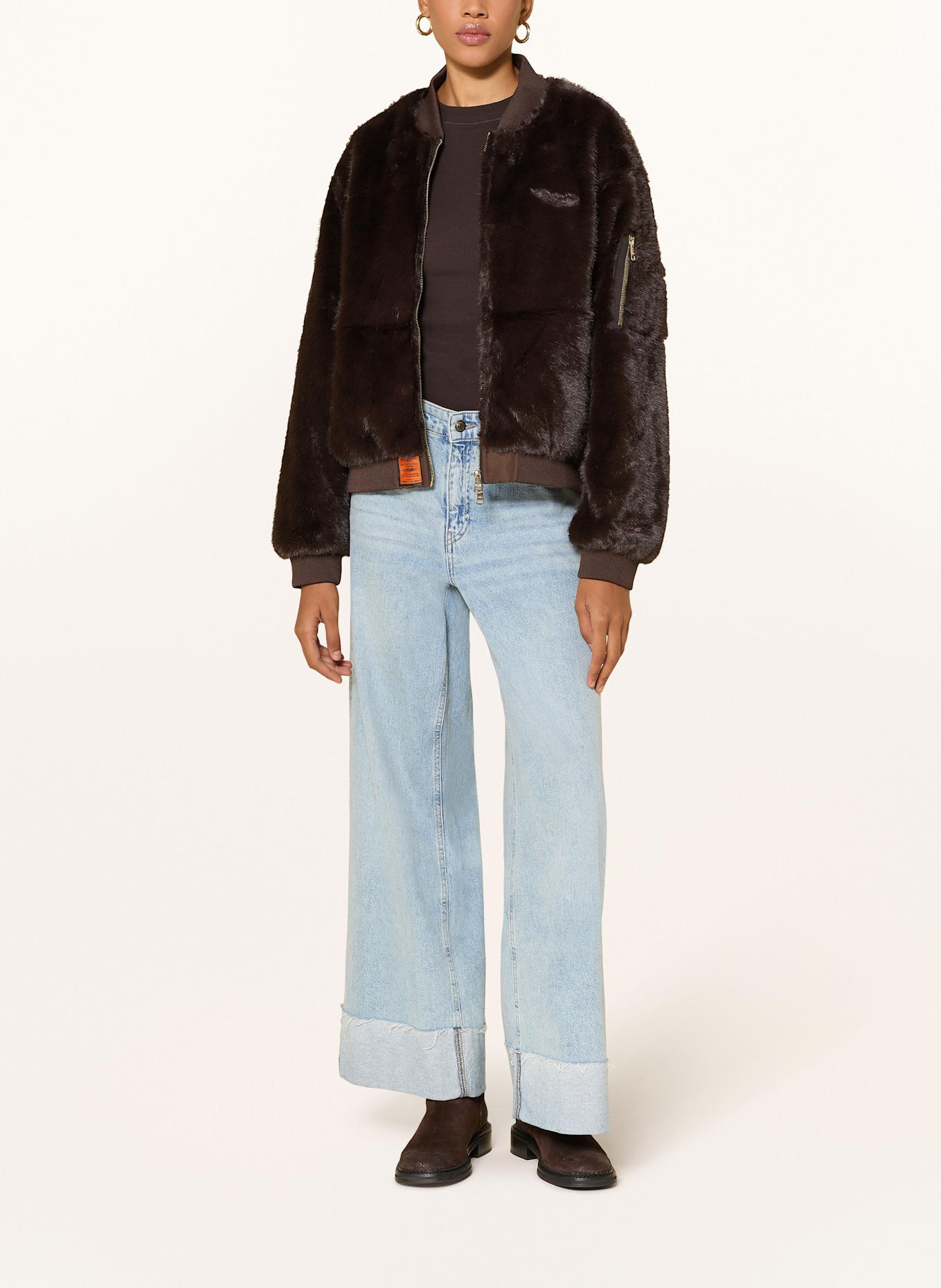 BOMBERS ORIGINAL Kunstpelz-Jacke: DUNKELBRAUN