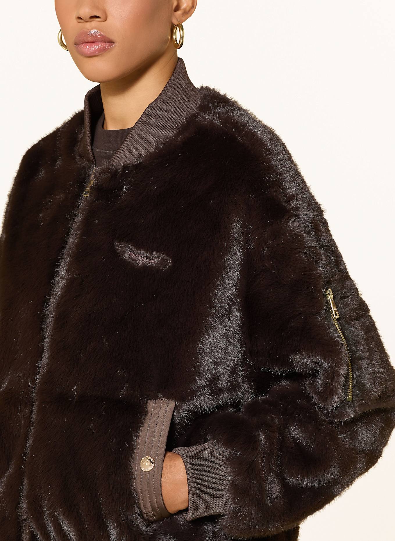 BOMBERS ORIGINAL Kunstpelz-Jacke: DUNKELBRAUN