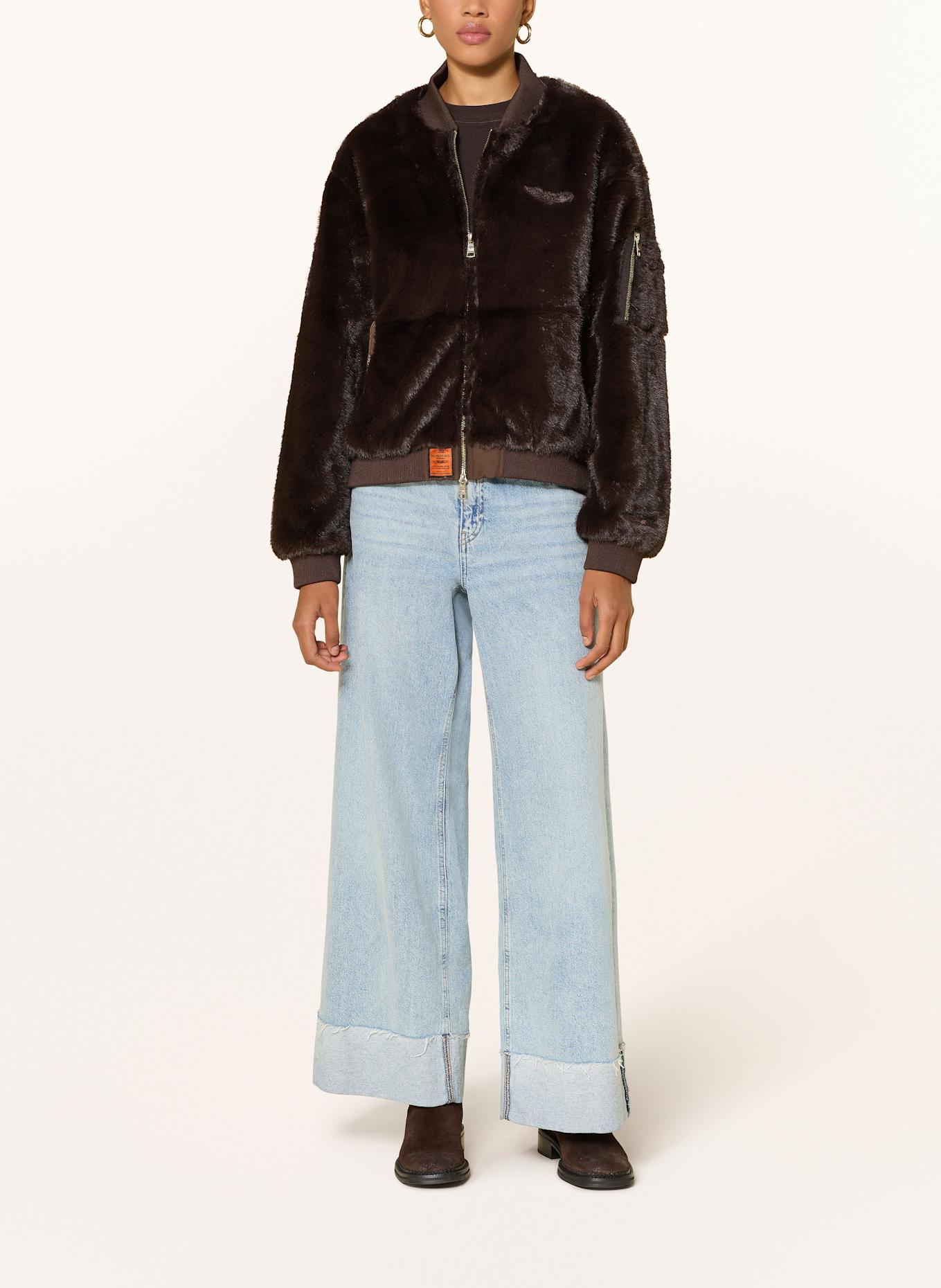 BOMBERS ORIGINAL Kunstpelz-Jacke: DUNKELBRAUN