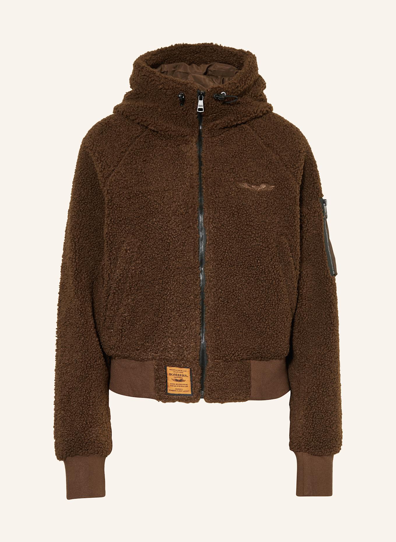 BOMBERS ORIGINAL Teddyfell-Jacke: BRAUN