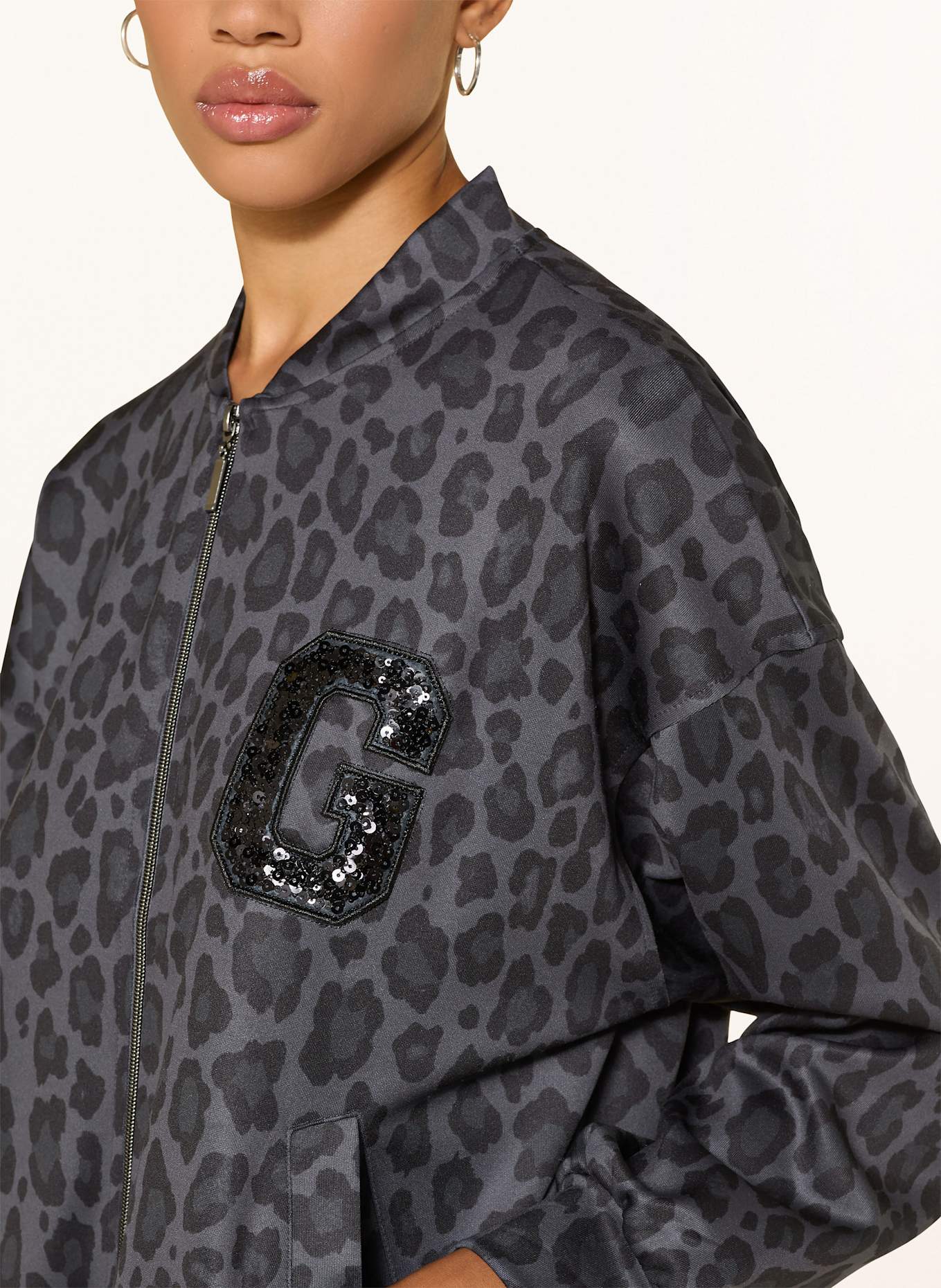 Grace Jersey-Blouson mit Pailletten: DUNKELGRAU / SCHWARZ / GRAU