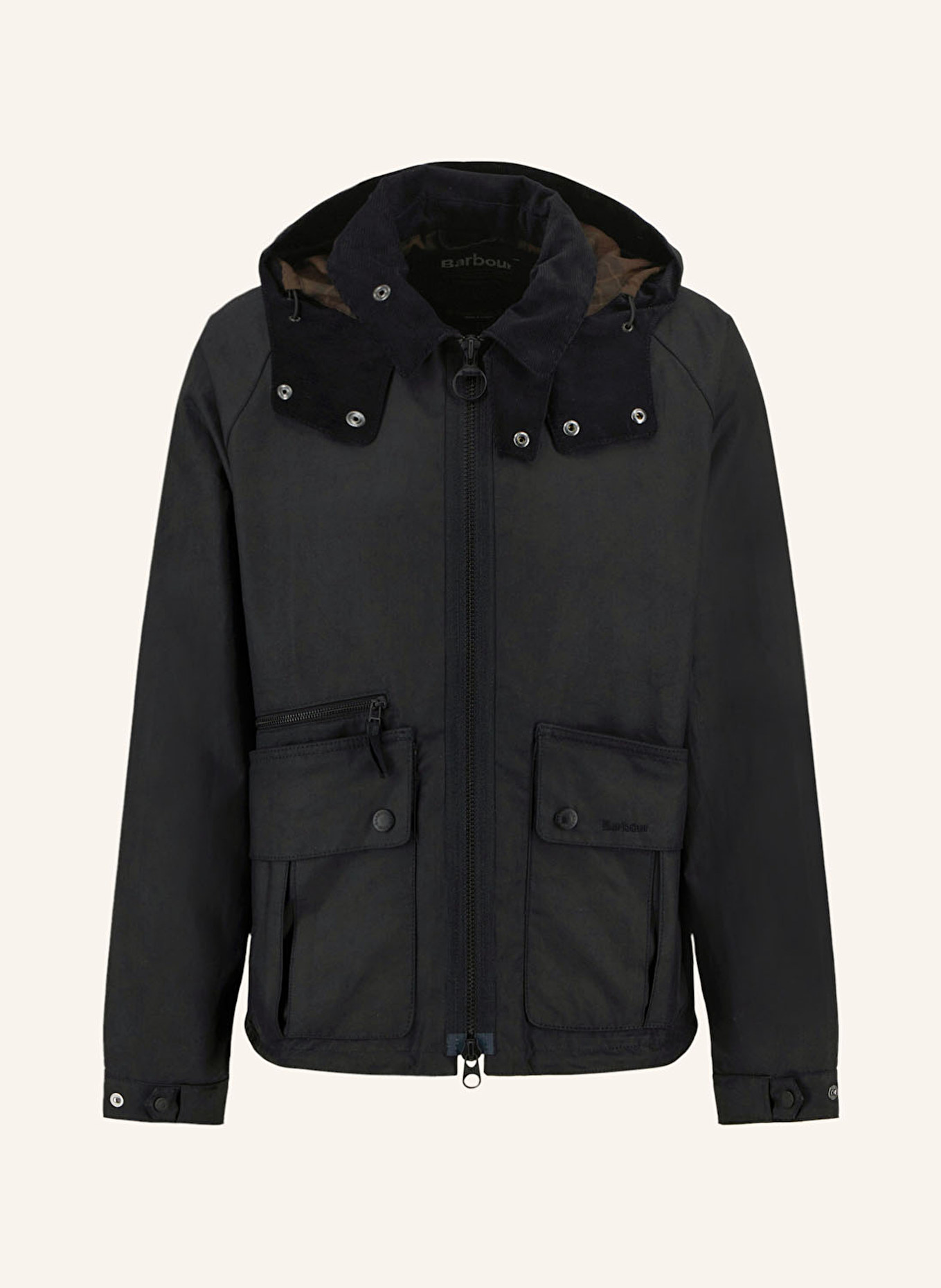 Barbour Fieldjacket mit abnehmbarem Kragen: SCHWARZ