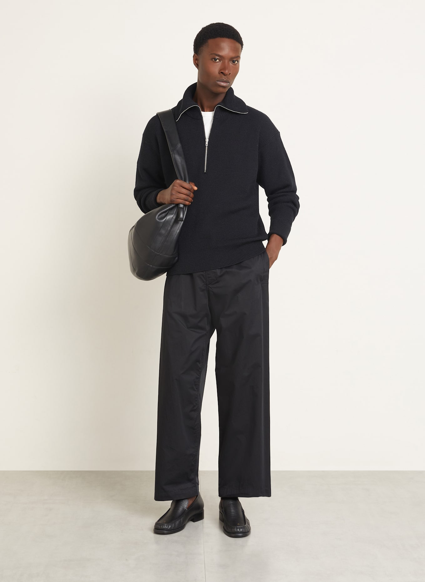 LEMAIRE Sweter typu troyer: CZARNY