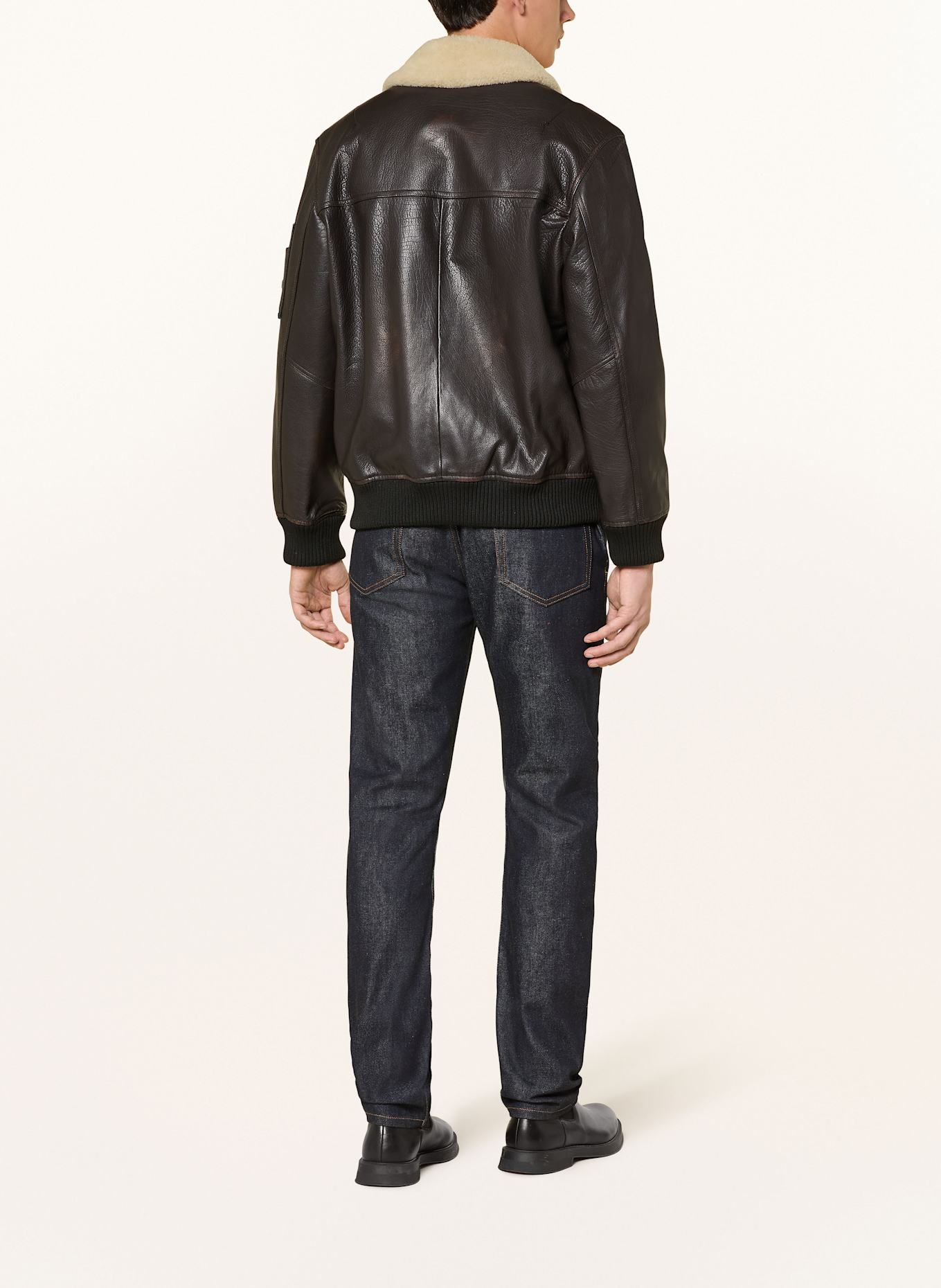 HUGO Lederjacke LORAN: DUNKELBRAUN