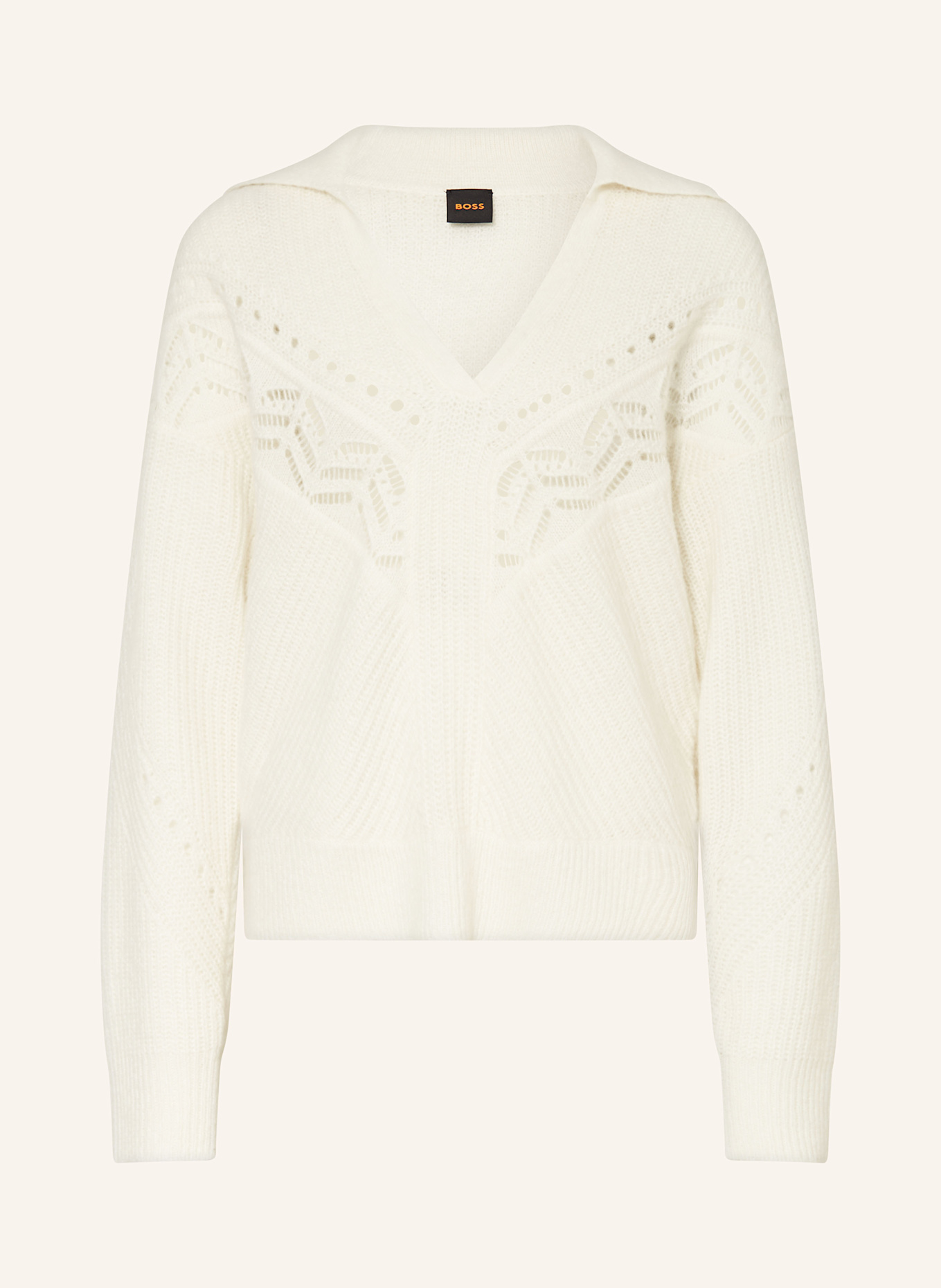 BOSS Pullover FORTELLI mit Alpaka: WEISS
