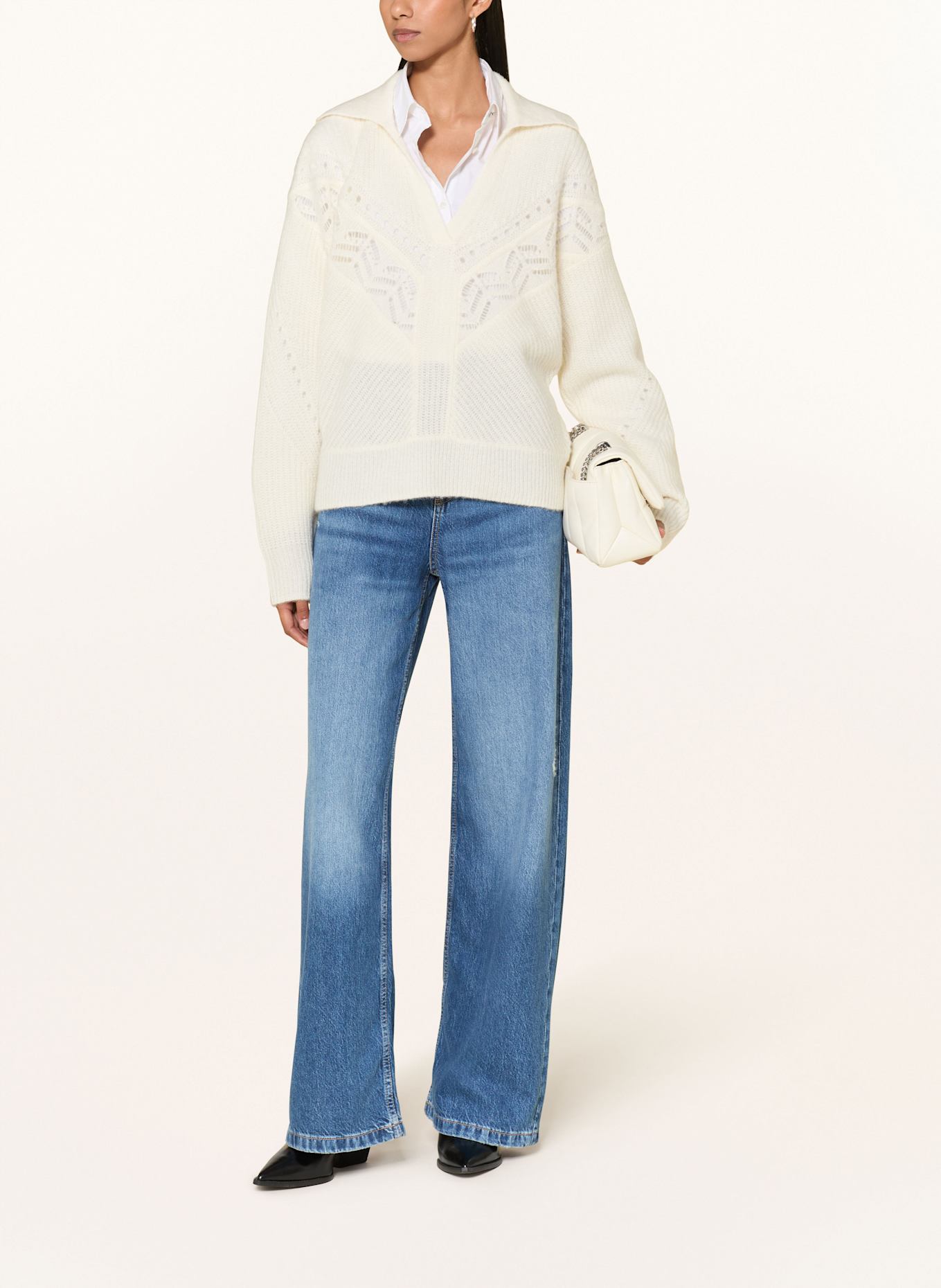 BOSS Pullover FORTELLI mit Alpaka: WEISS