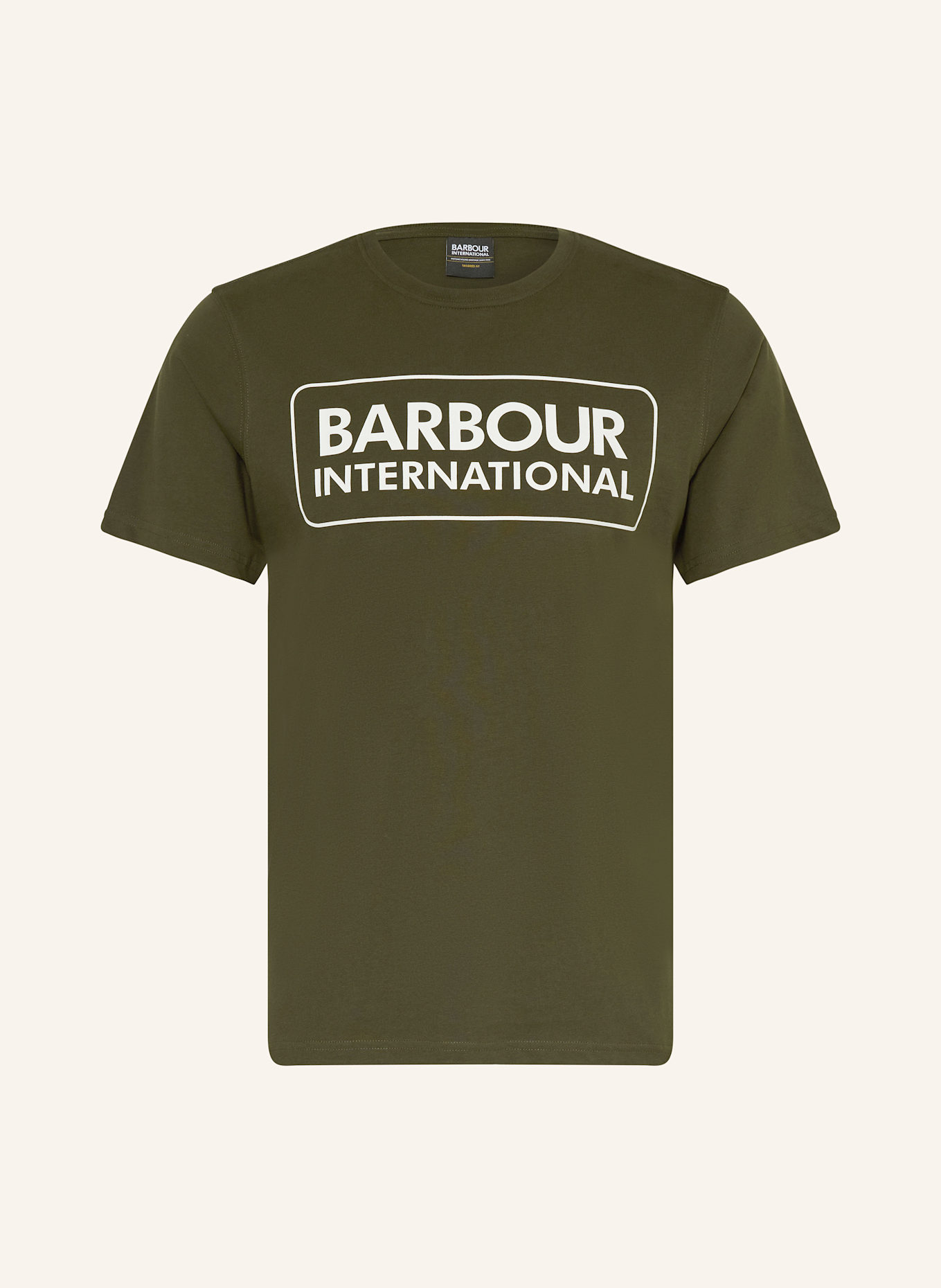 BARBOUR INTERNATIONAL T-Shirt: DUNKELGRÜN / WEISS