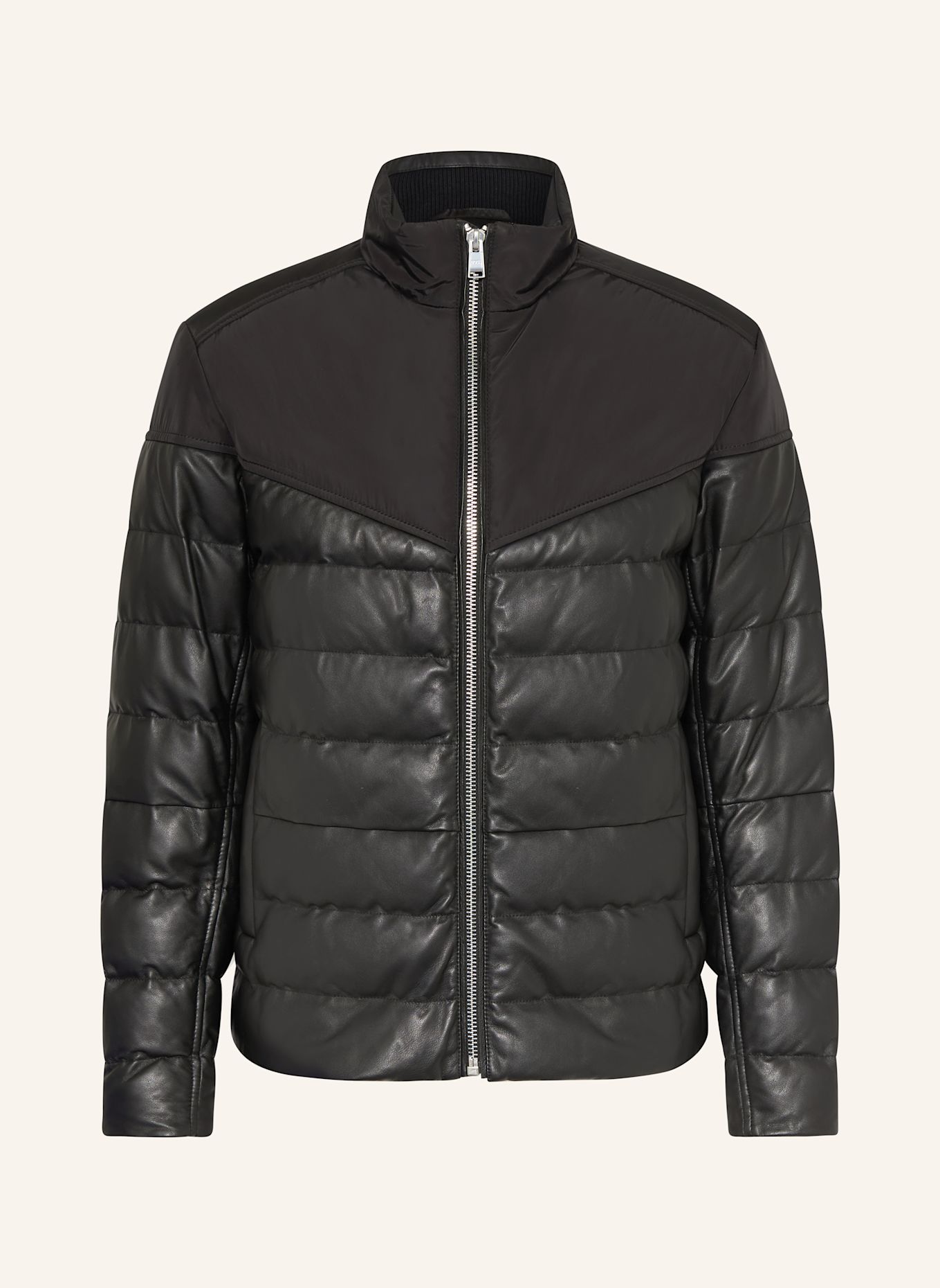 BOSS Lederjacke MERSINO im Materialmix: SCHWARZ