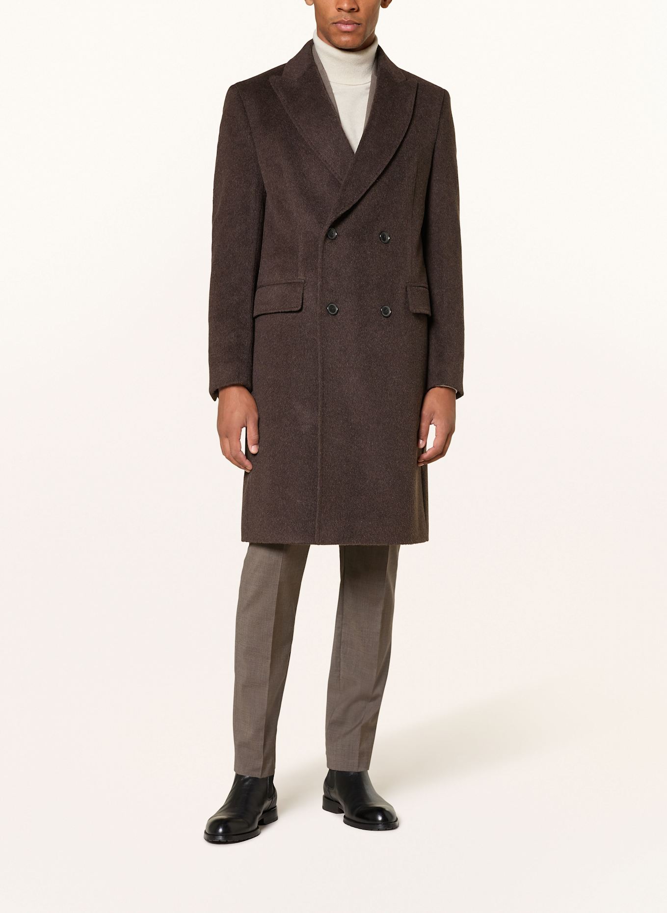 BOSS Alpaka-Mantel HYDE: DUNKELBRAUN