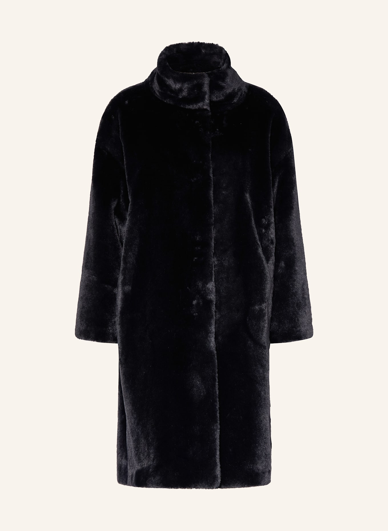 HERNO Kunstpelz-Mantel: SCHWARZ
