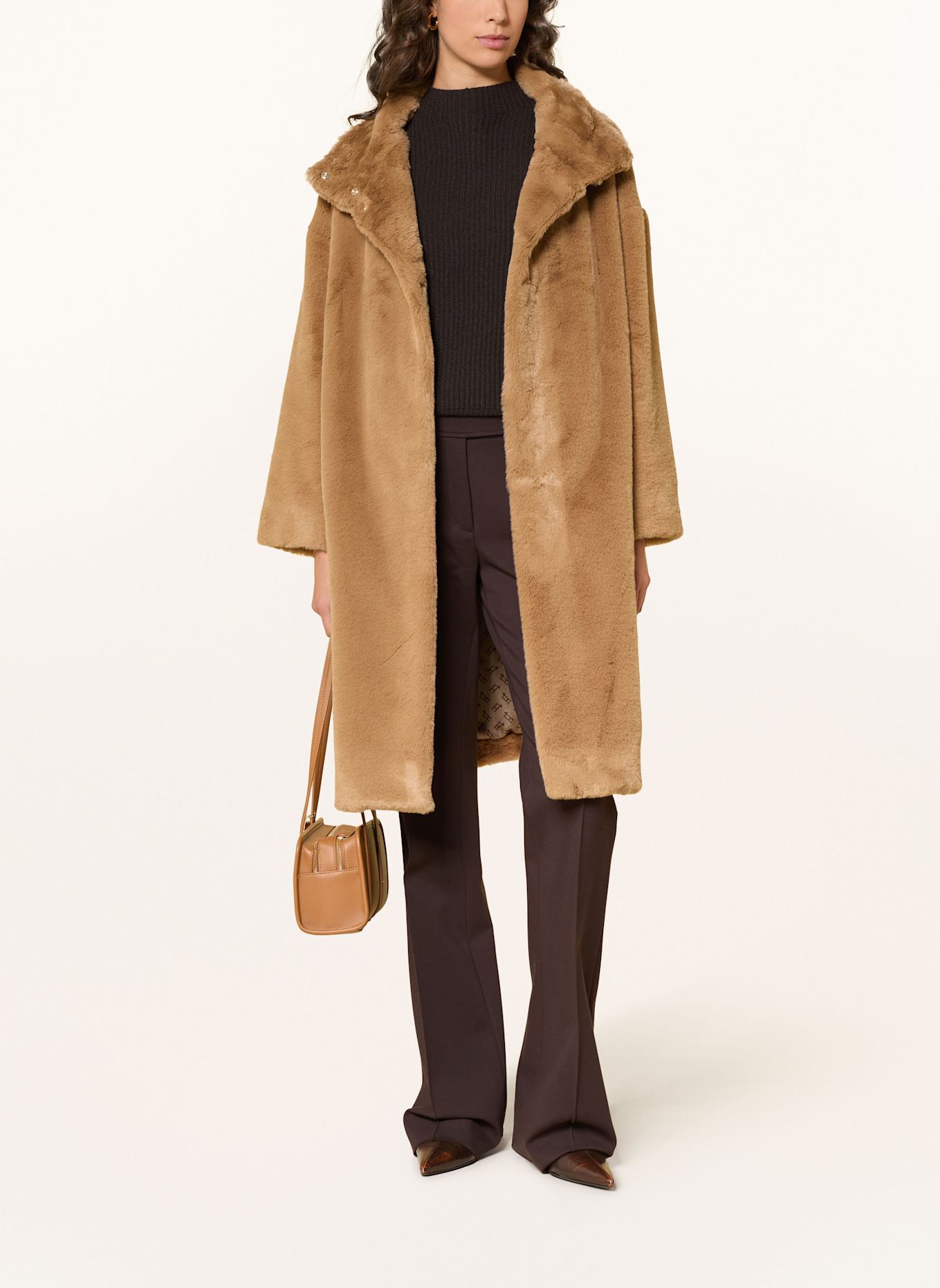 HERNO Kunstpelz-Mantel: HELLBRAUN