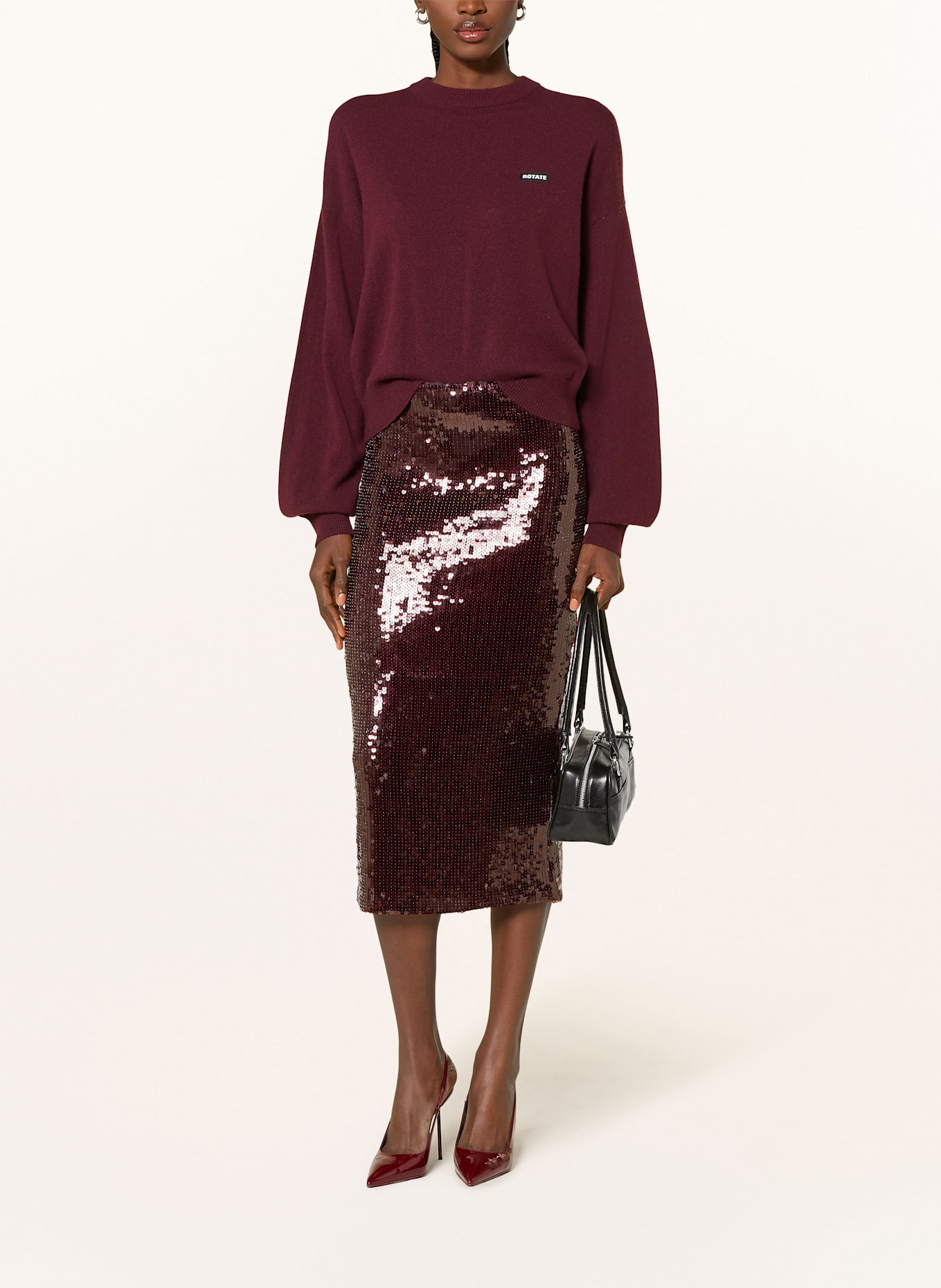 ROTATE Skirt: DARK RED