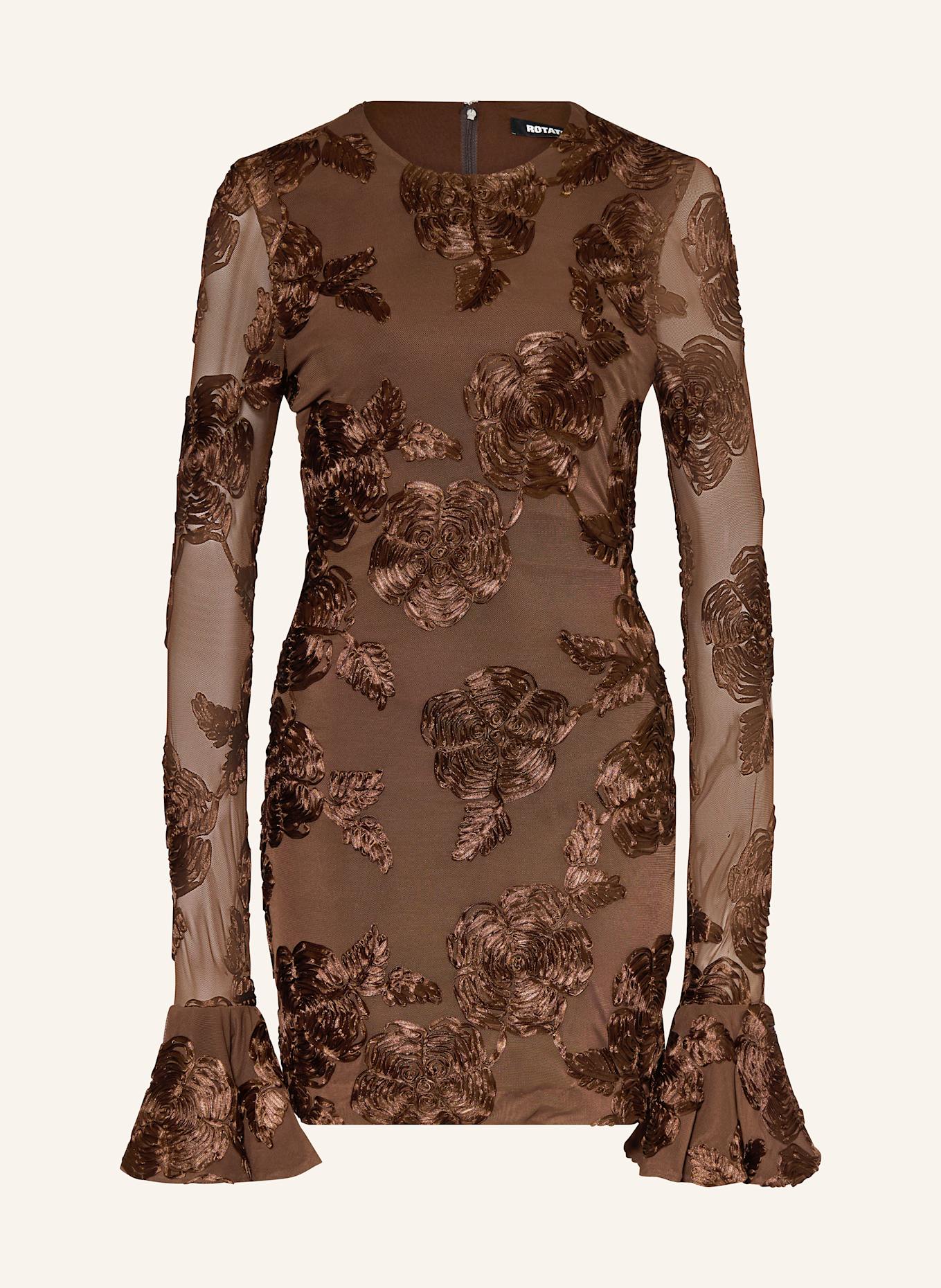 ROTATE Mesh-Kleid: BRAUN