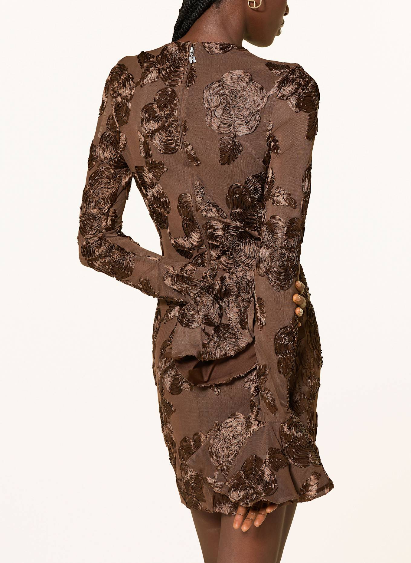 ROTATE Mesh-Kleid: BRAUN