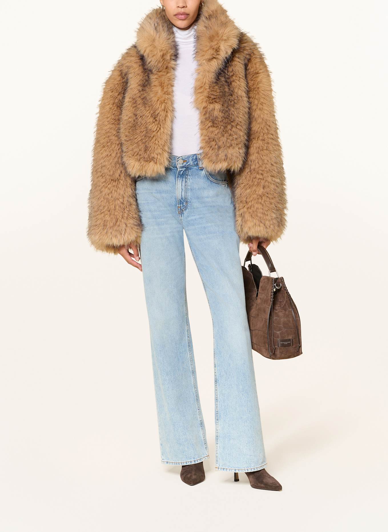 ROTATE Kunstpelz-Jacke: HELLBRAUN