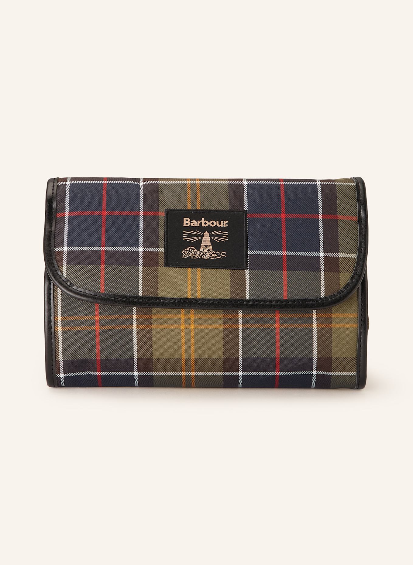 Barbour Kulturtasche TARTAN: OLIV / DUNKELBLAU / ROT