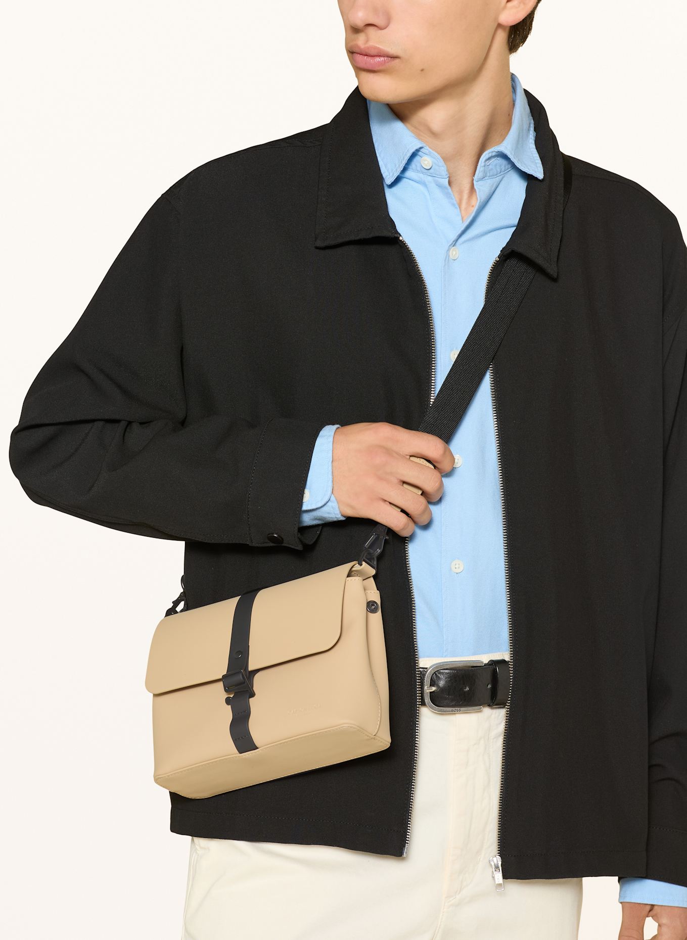 GASTON LUGA Umhängetasche SPLÄSH: SCHWARZ / BEIGE