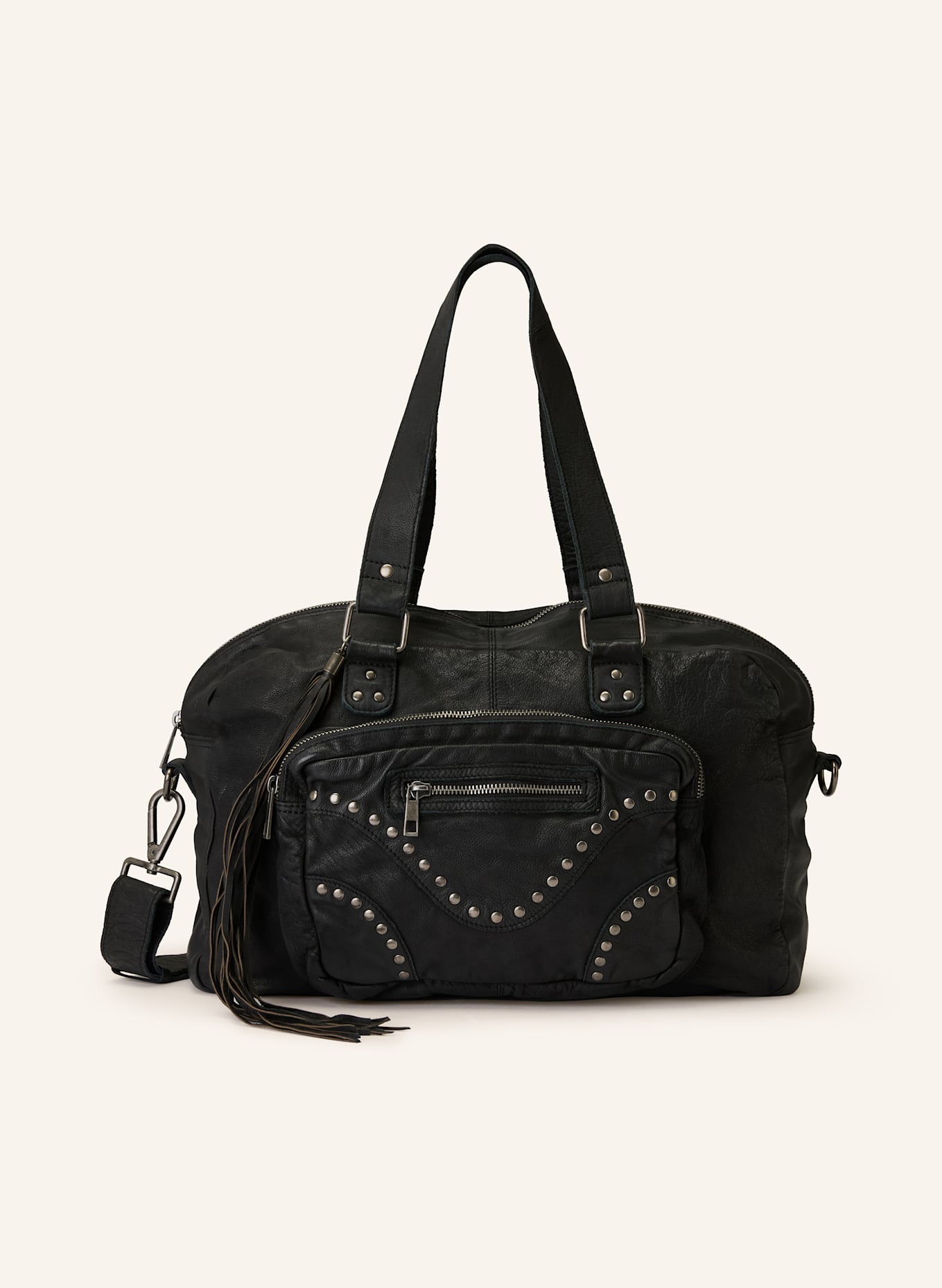 NÚNOO Schultertasche MILLE mit Nieten: SCHWARZ