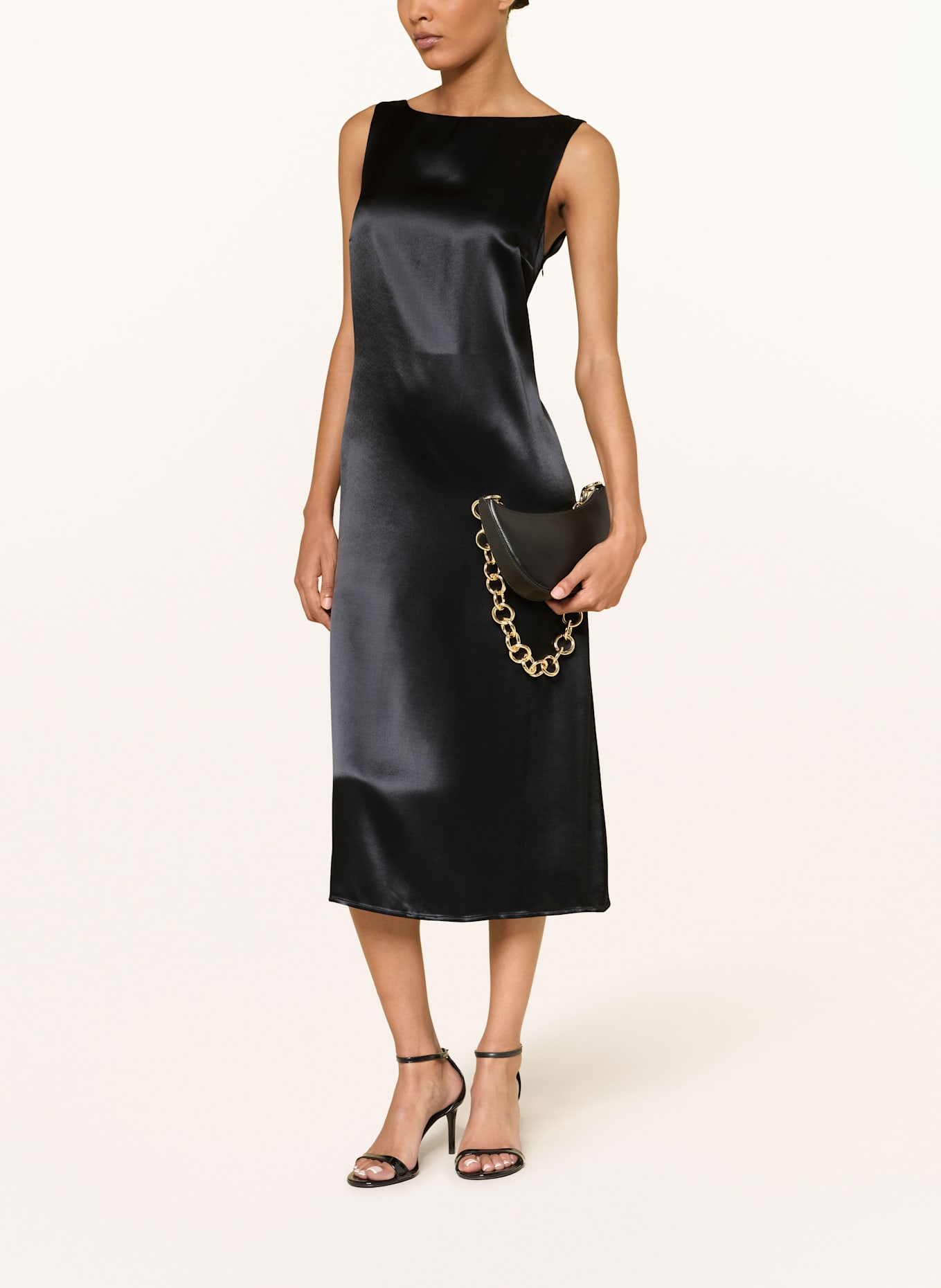 PESERICO Satinkleid: SCHWARZ