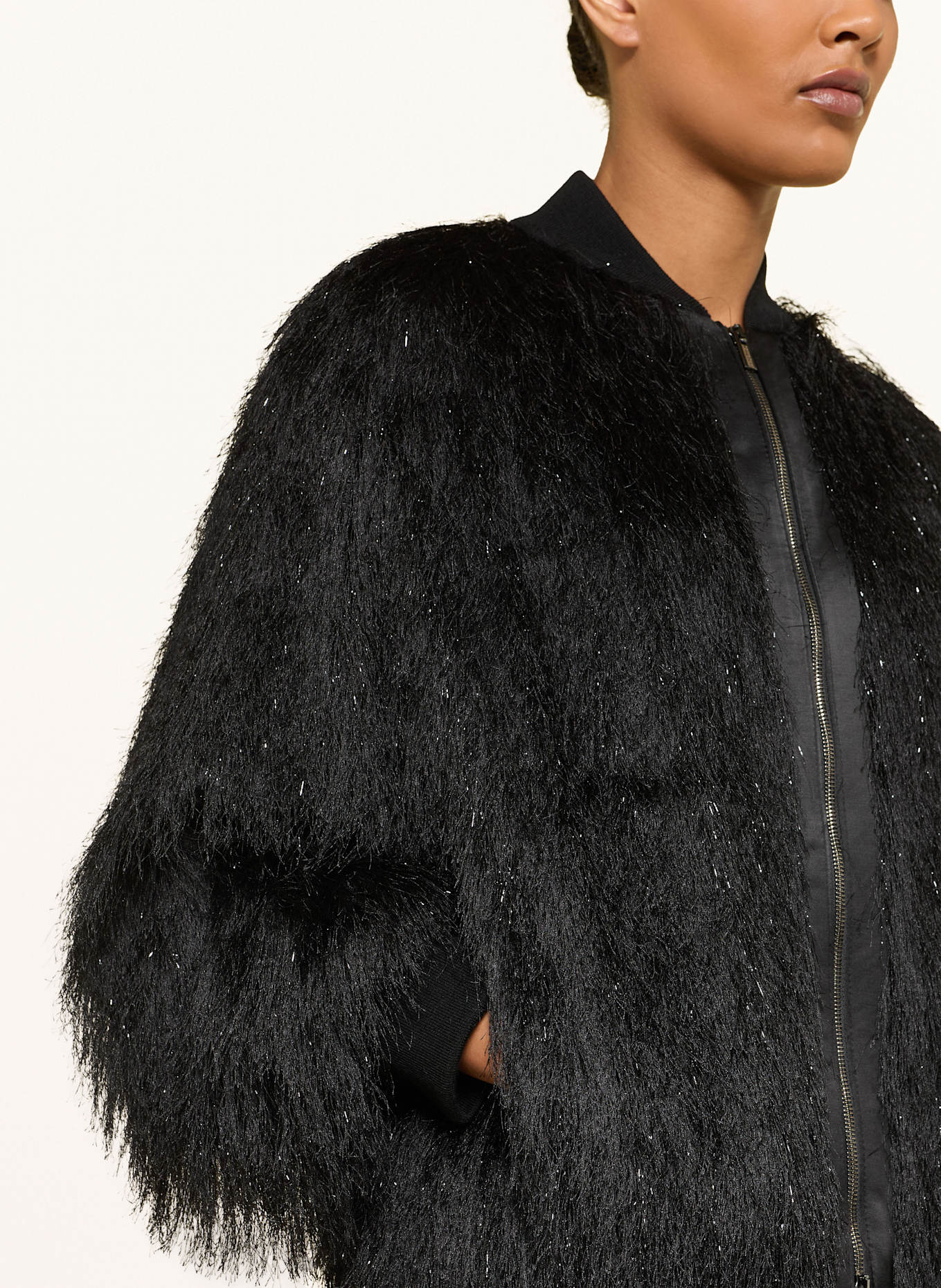 PESERICO Blouson mit Glitzergarn: SCHWARZ