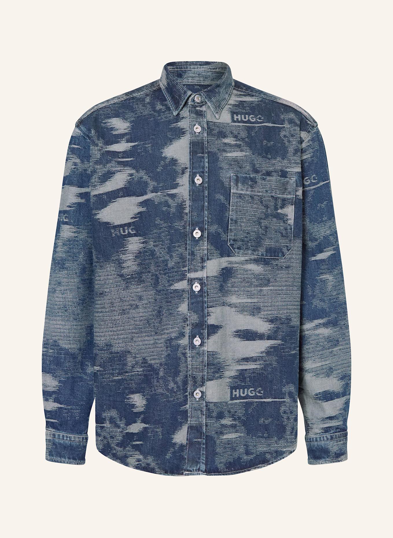 HUGO Jeanshemd EBALTO Comfort Fit: DUNKELBLAU / HELLBLAU