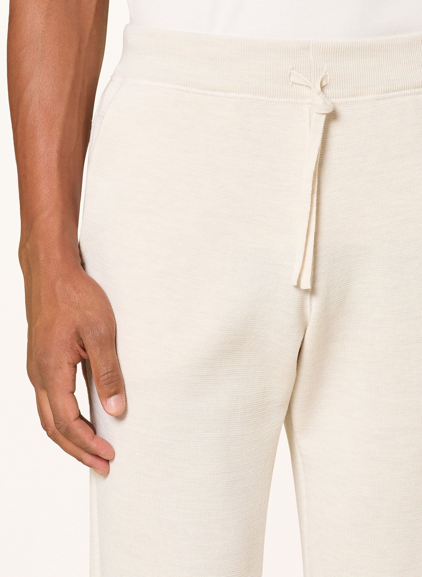 MAERZ MUENCHEN Piqué-Strickhose im Jogging-Stil Regular Fit: ECRU