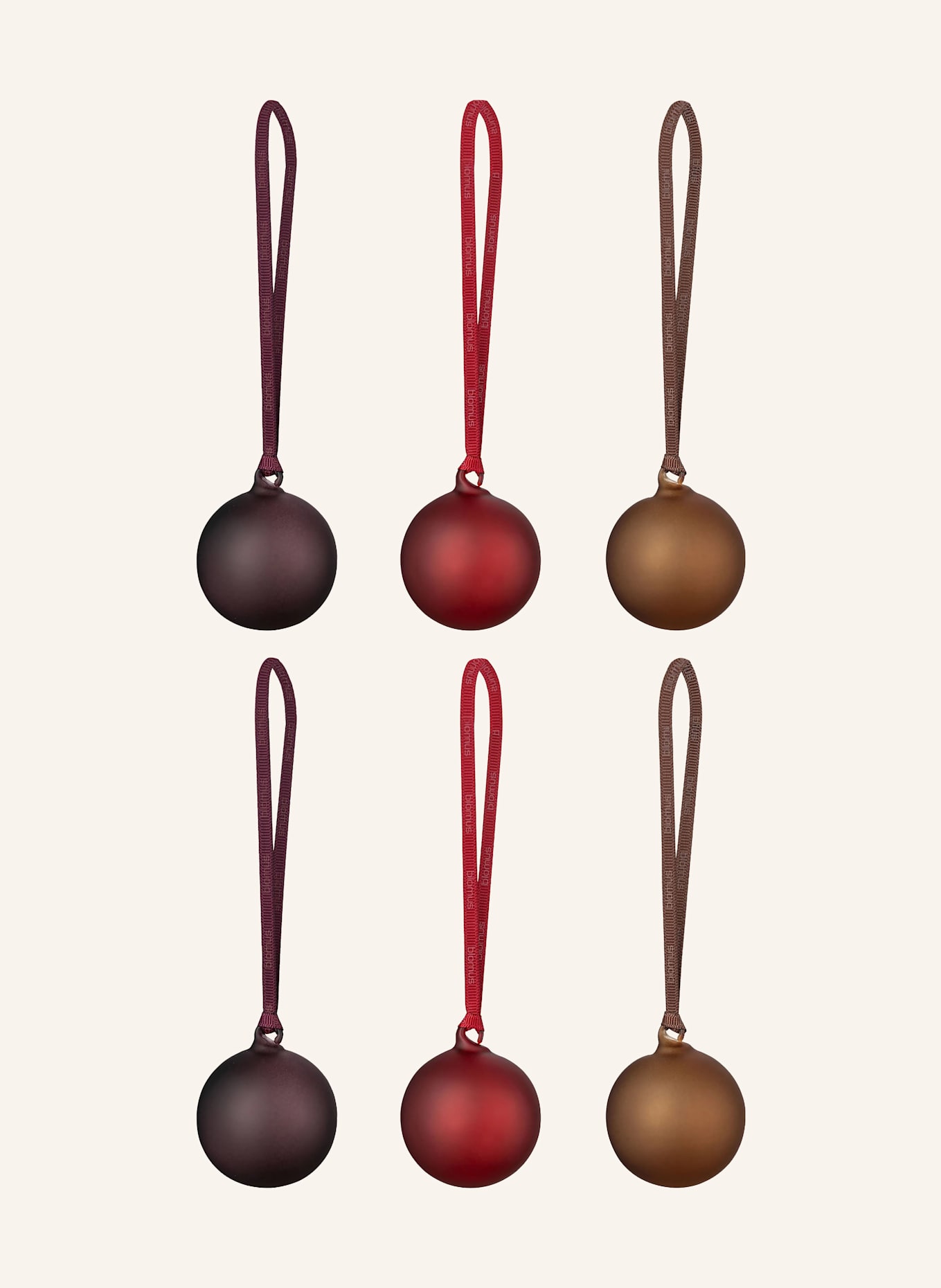 blomus 6er-Set Weihnachtskugeln JUHLA: DUNKELBRAUN / BRAUN / ROT