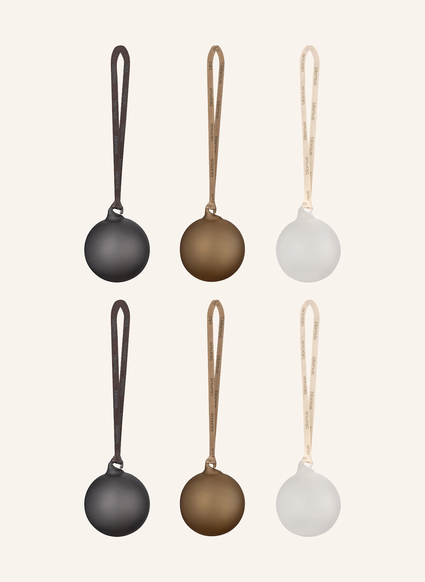 blomus 6er-Set Weihnachtskugeln JUHLA: WEISS / DUNKELBRAUN / KHAKI