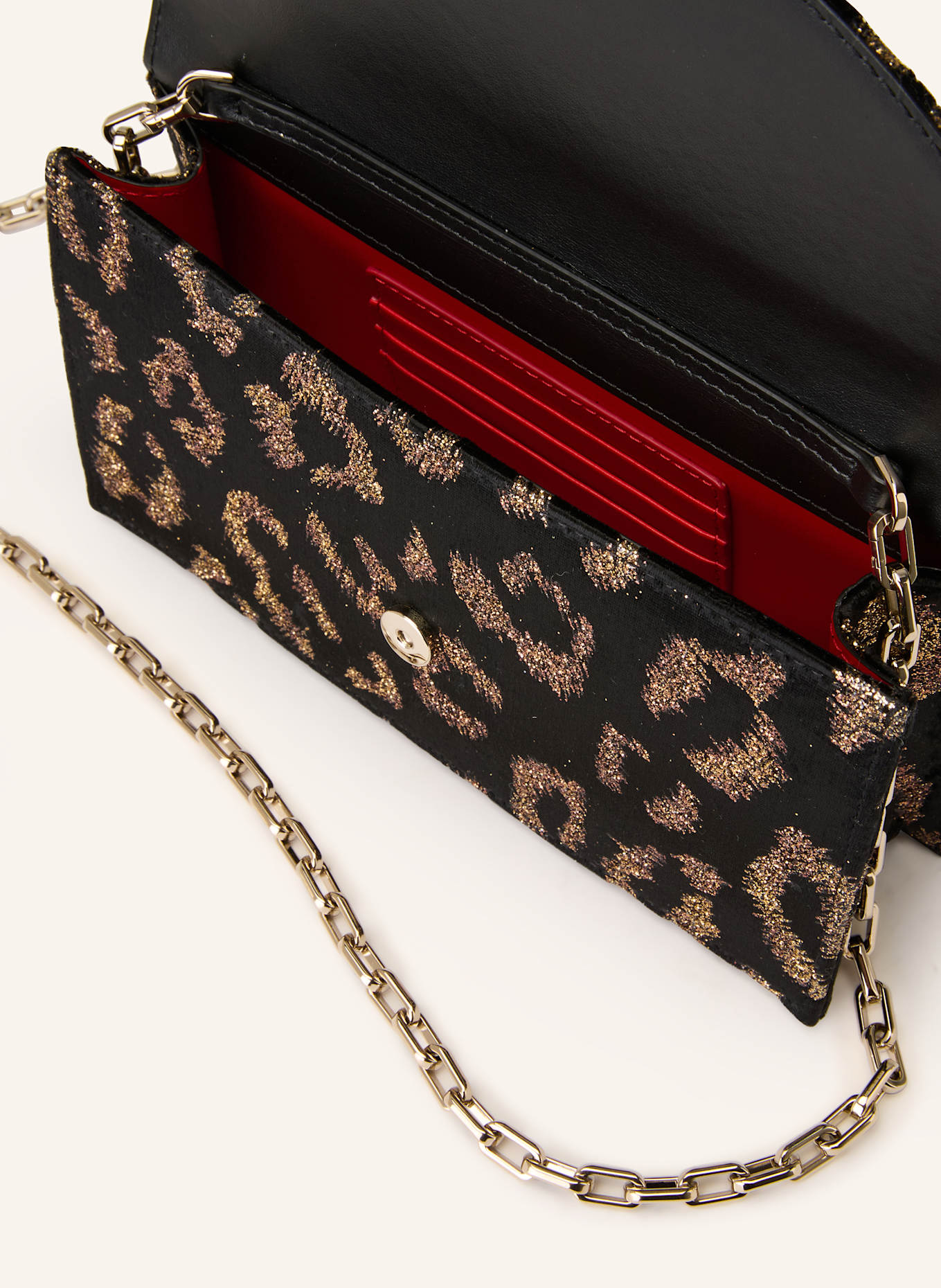 Christian Louboutin Psaníčko LOUBI54: ČERNÁ / BARVA RŮŽOVÉHO ZLATA