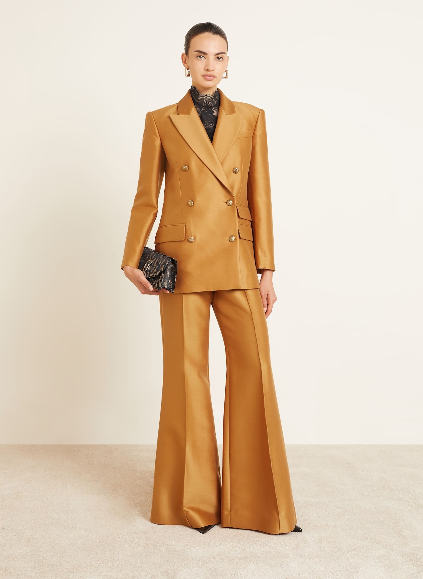 Christian Louboutin Psaníčko LOUBI54: ČERNÁ / BARVA RŮŽOVÉHO ZLATA